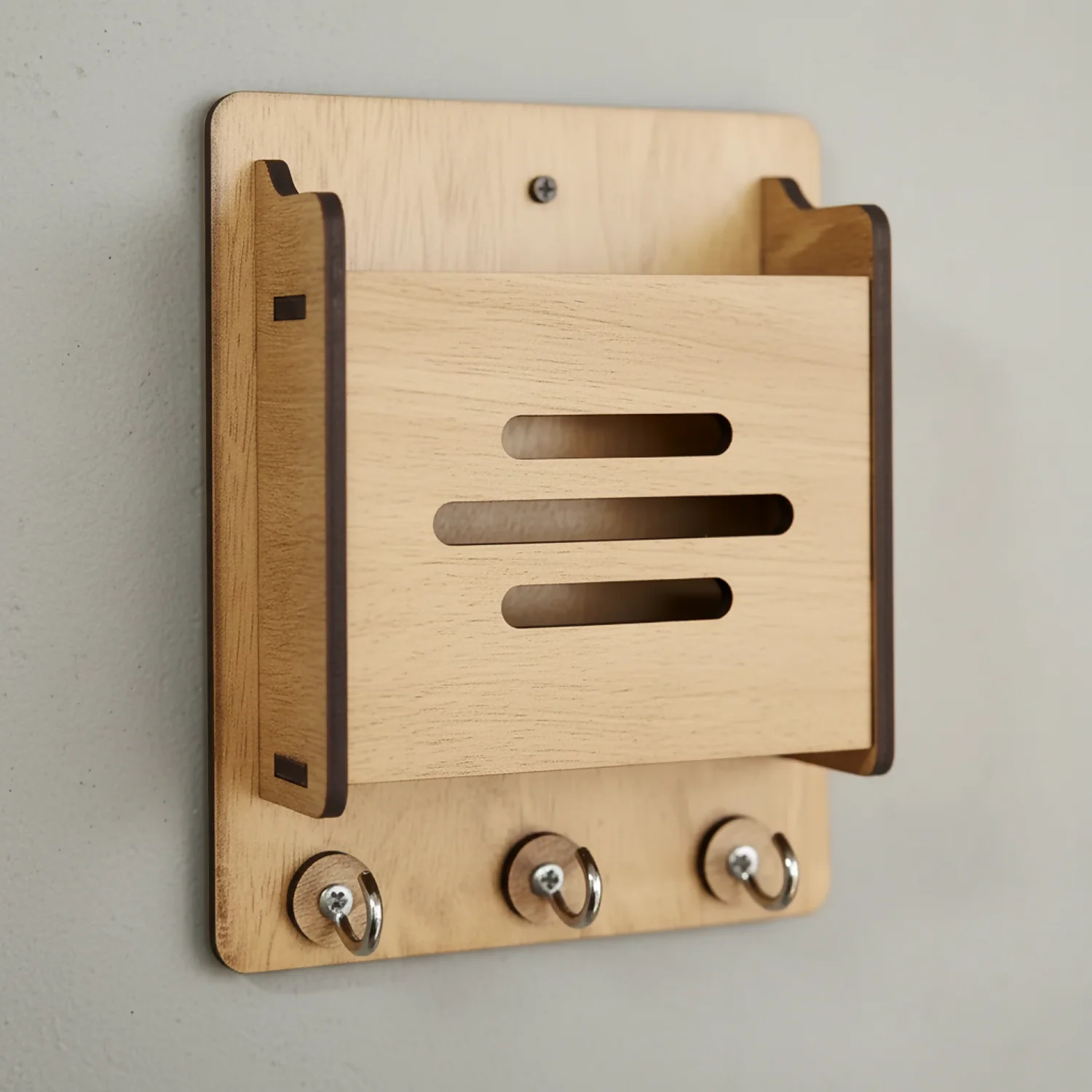 Wooden Key Holder with Mobile Stand | Minimal Home Entryway Décor - Image 6