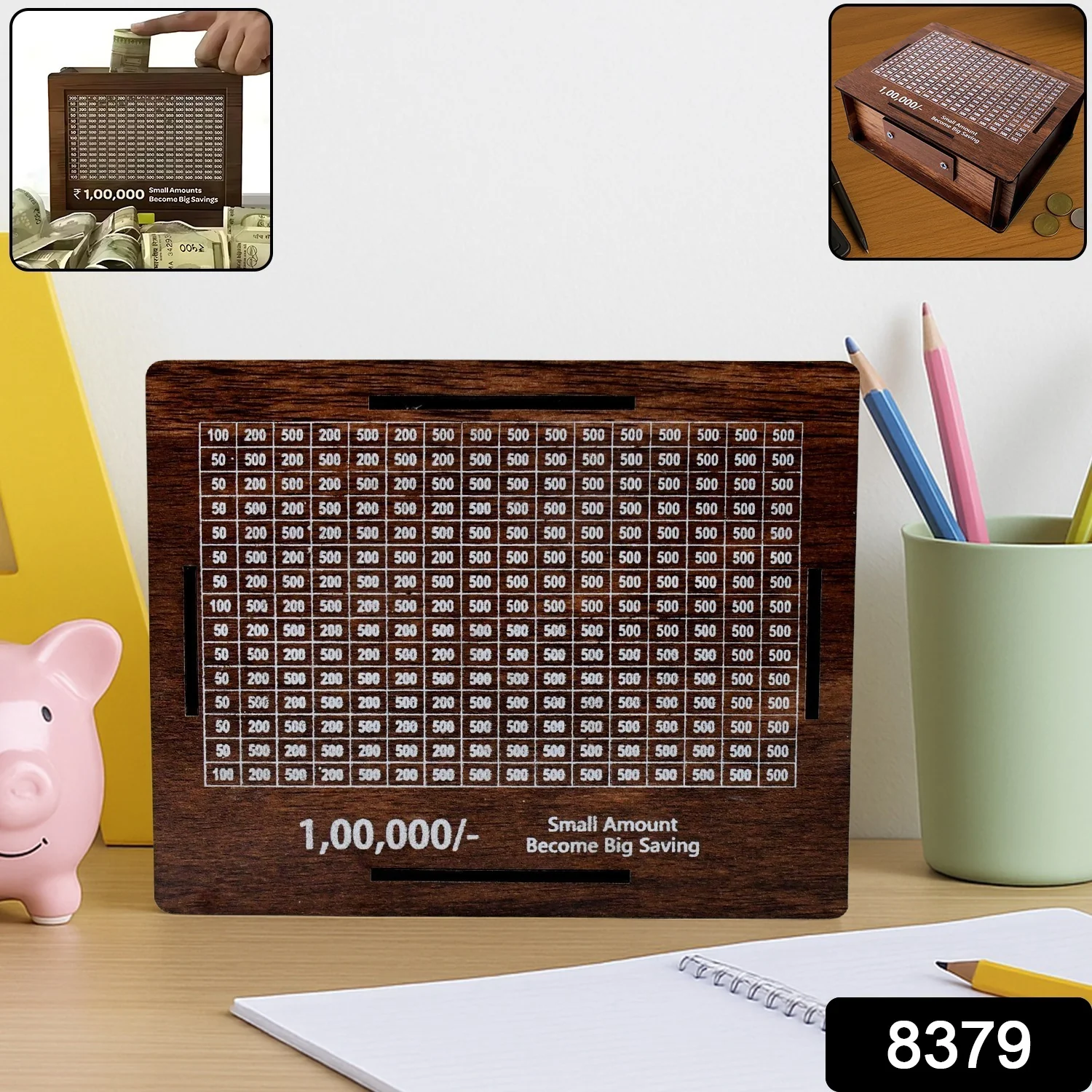 Wooden Money / Piggy Bank, Money Box (1 Pc / Pen Not Included) - Image 2