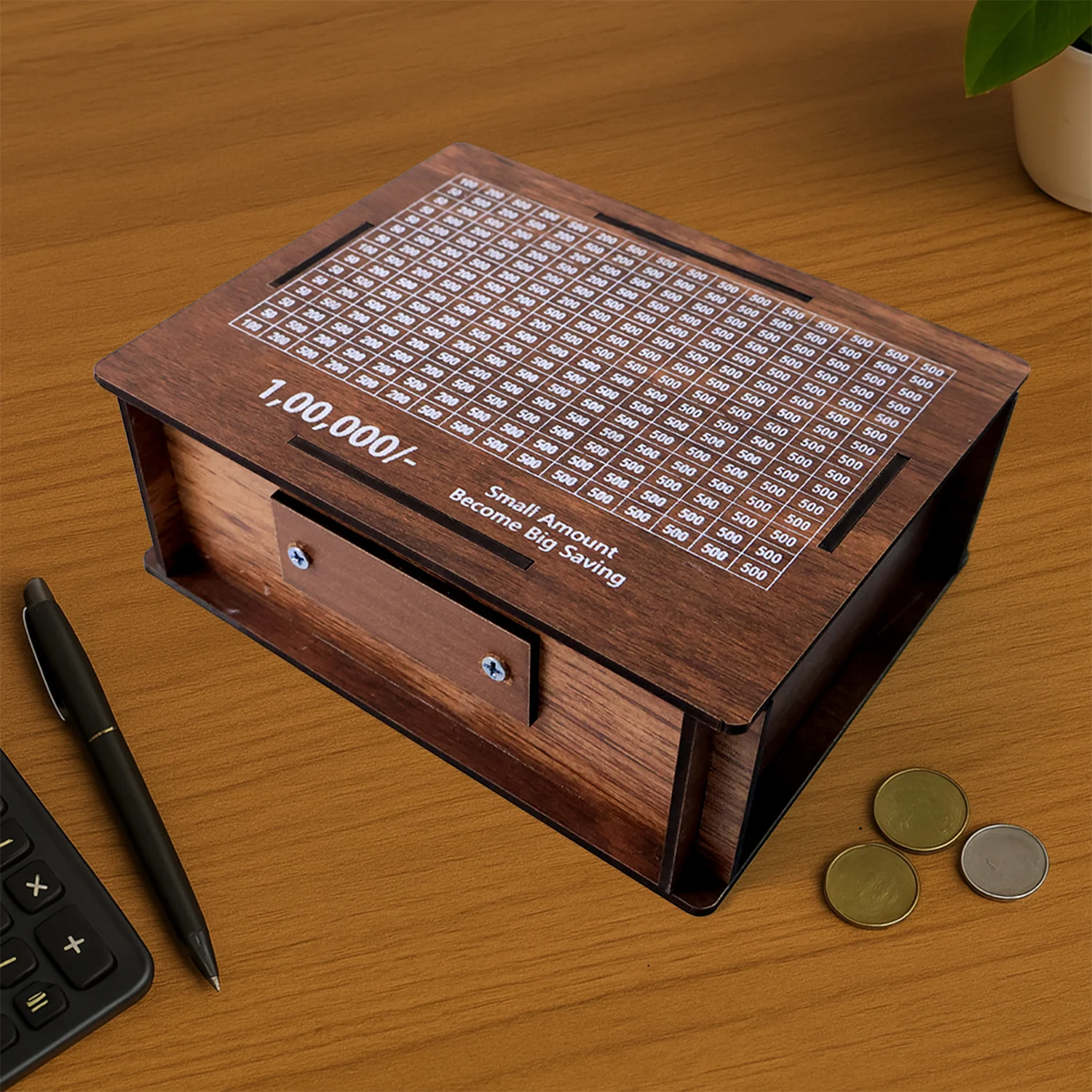 Wooden Money / Piggy Bank, Money Box (1 Pc / Pen Not Included) - Image 4