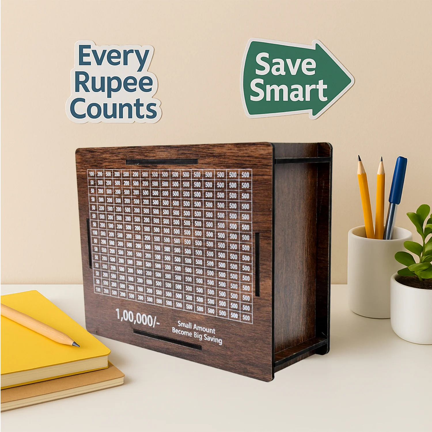 Wooden Money / Piggy Bank, Money Box (1 Pc / Pen Not Included) - Image 6