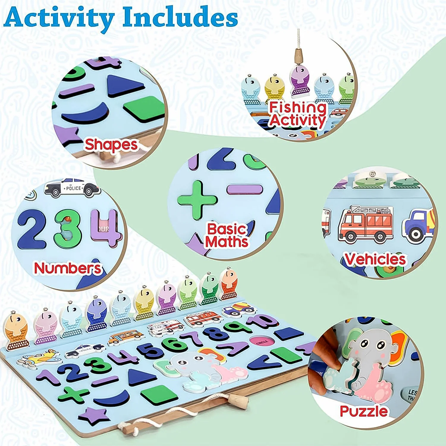 Wooden Number Puzzle Match Board and magnetic rod - Image 4
