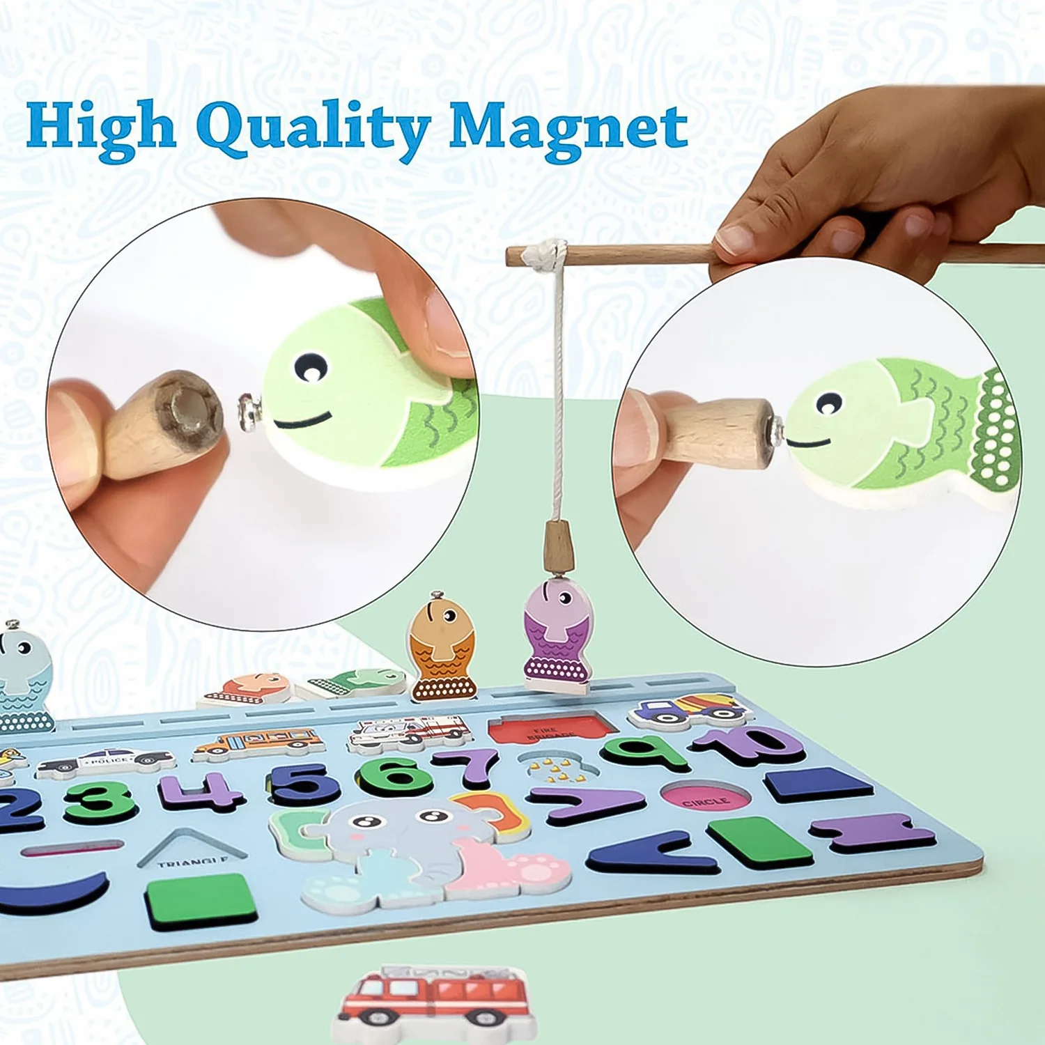 Wooden Number Puzzle Match Board and magnetic rod - Image 6