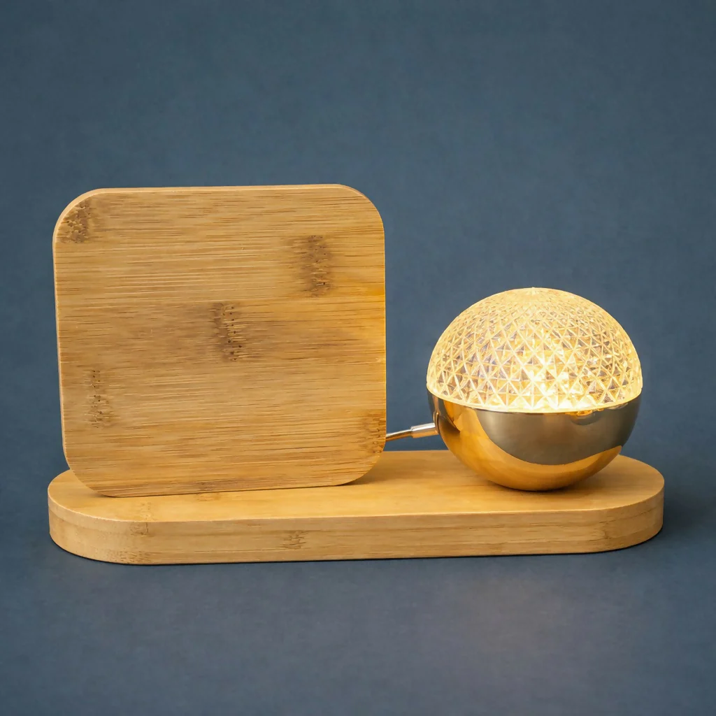 Wooden Photo Frame Lamp with LED Crystal Globe Light - Image 4