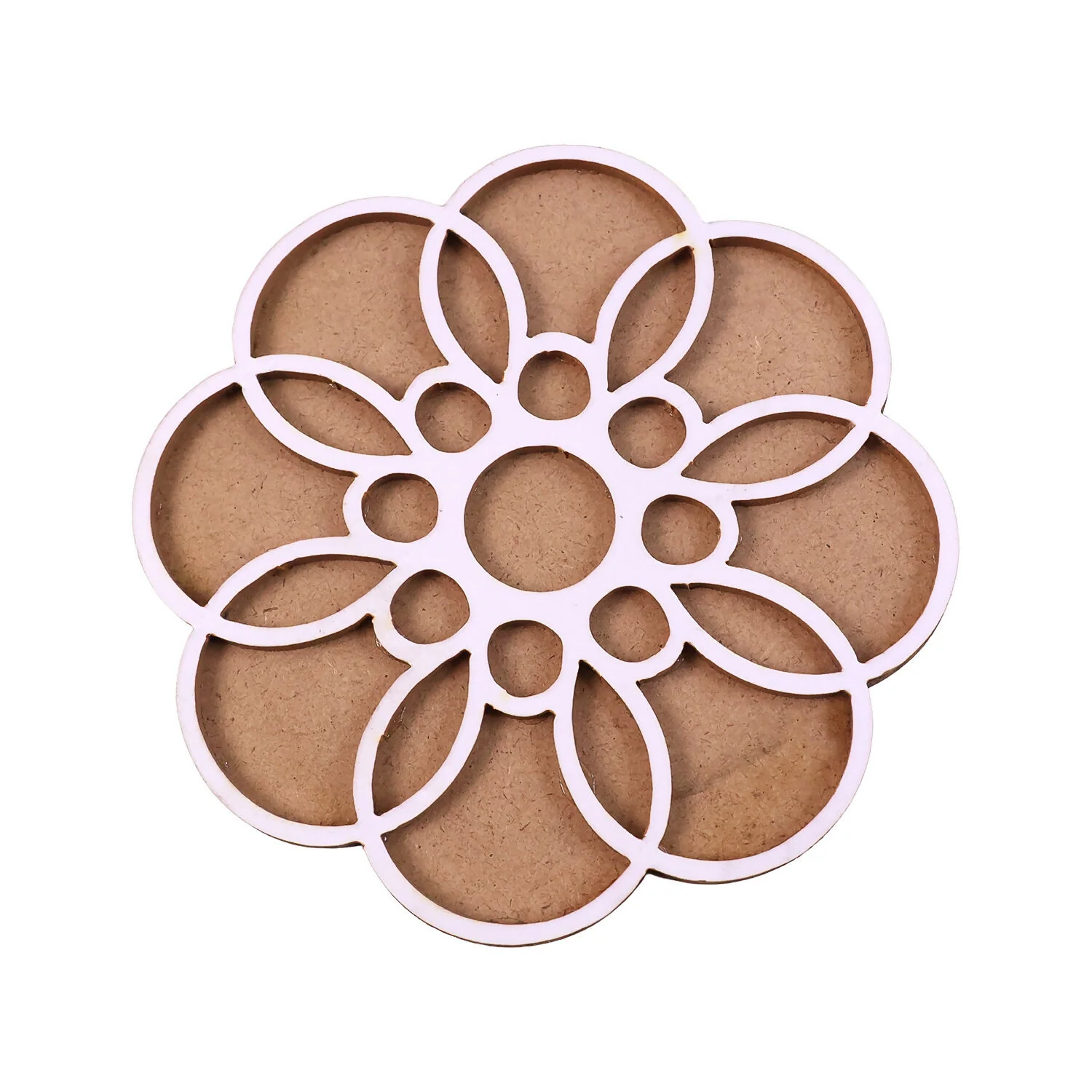 Wooden Rangoli Stencil | Round Petal Flower Design - Image 5