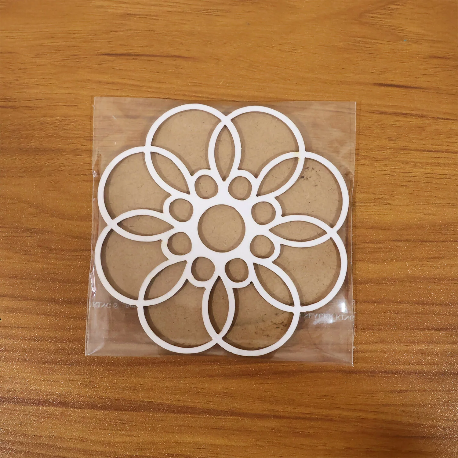 Wooden Rangoli Stencil | Round Petal Flower Design - Image 7