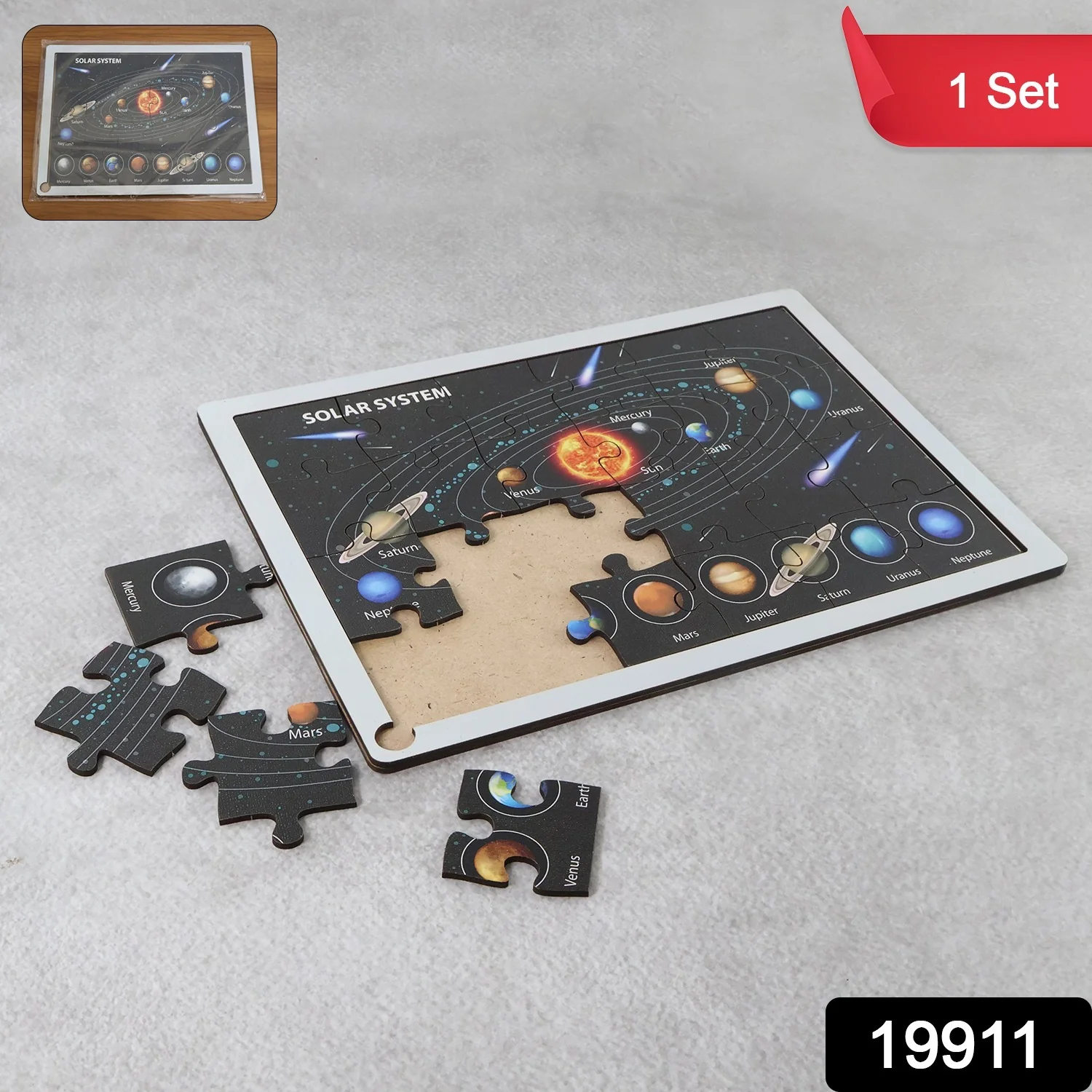 Wooden Solar System Puzzle for Kids - (1 Set) - Image 2