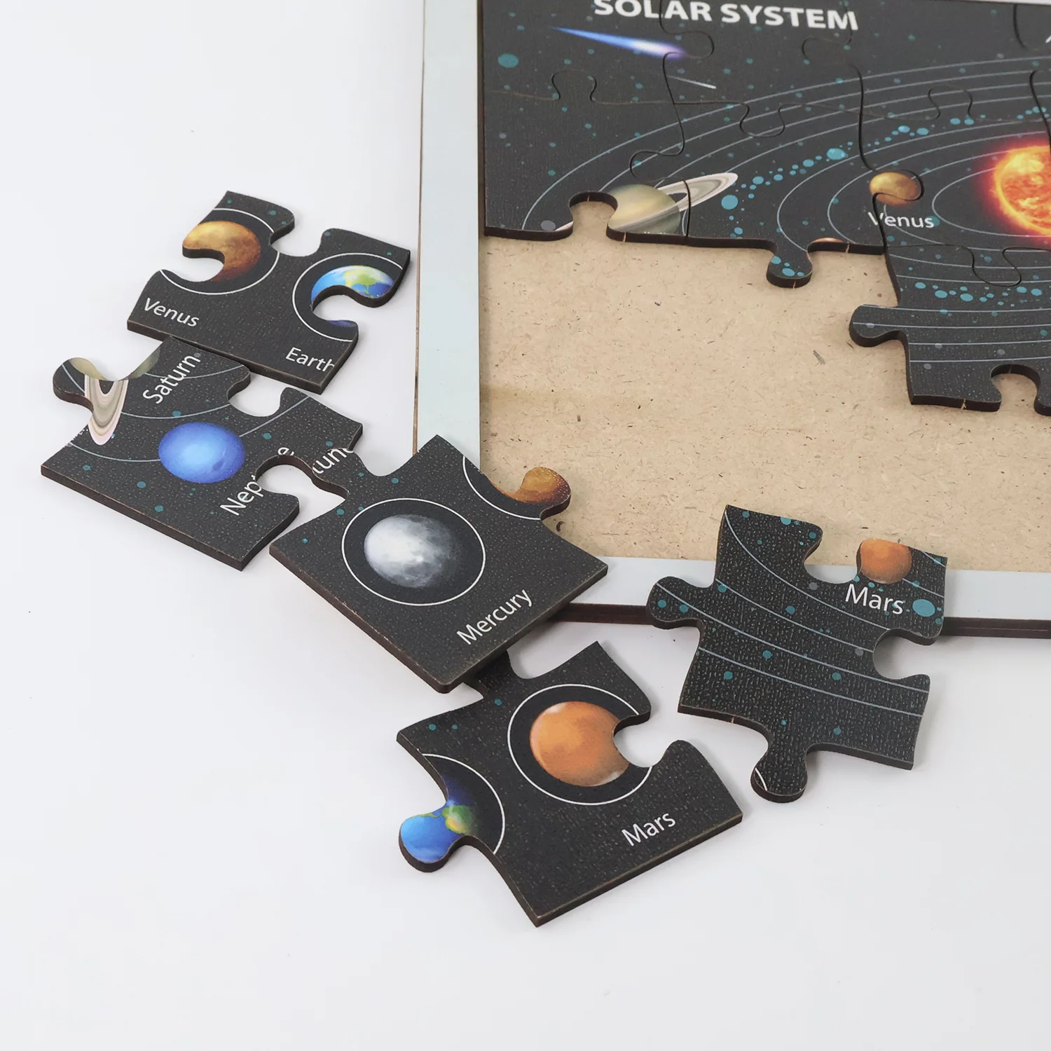 Wooden Solar System Puzzle for Kids - (1 Set) - Image 3