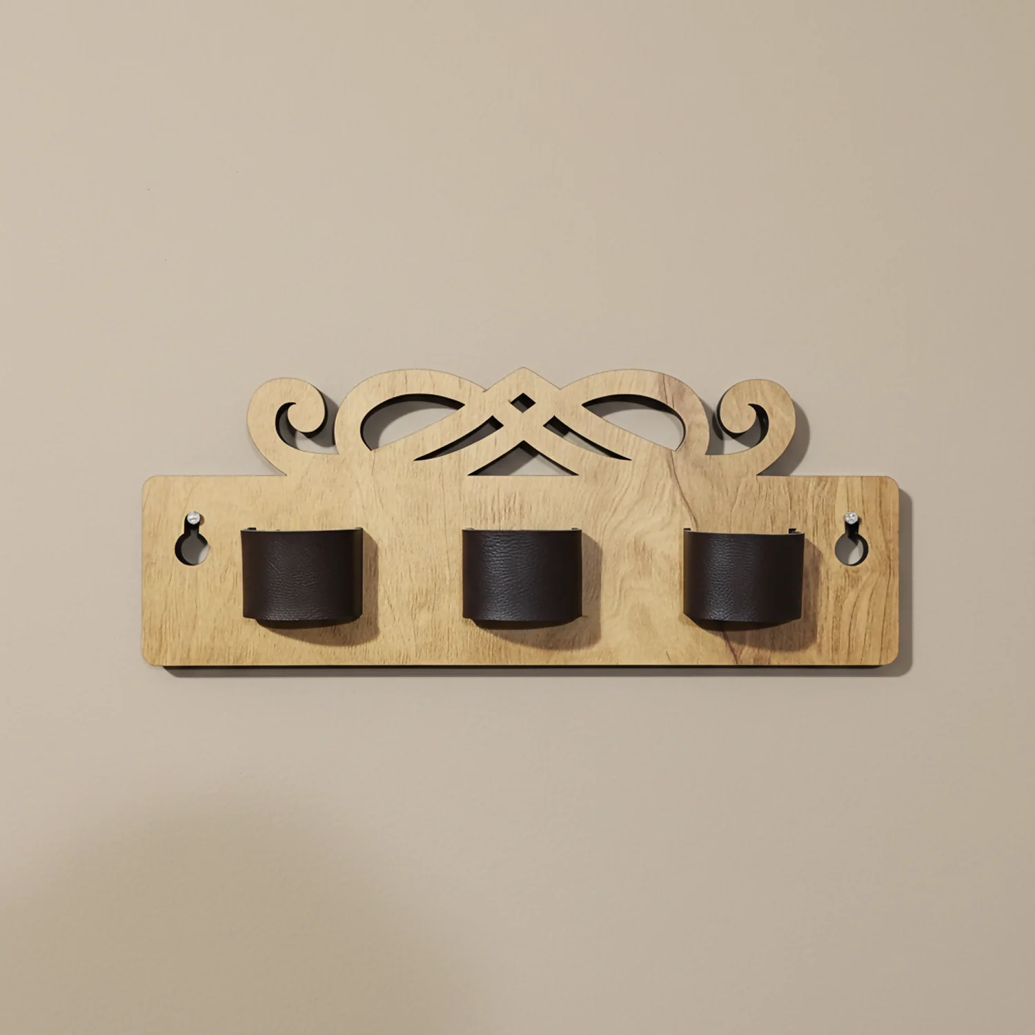 Wooden Sunglasses & Eyeglasses Holder Wall Mounted | Leather Glass Holder for Home & Office Décor - Image 3