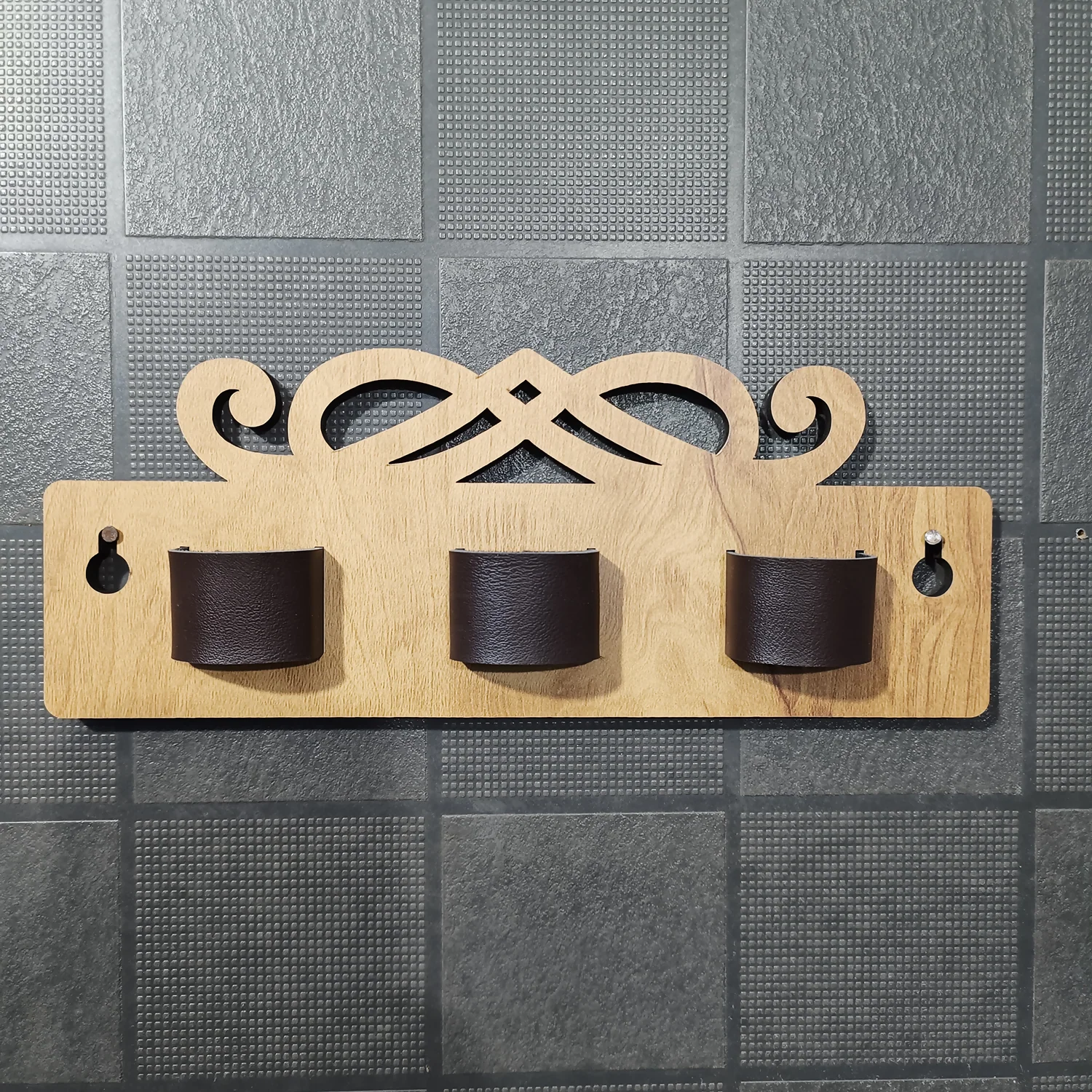 Wooden Sunglasses & Eyeglasses Holder Wall Mounted | Leather Glass Holder for Home & Office Décor - Image 6