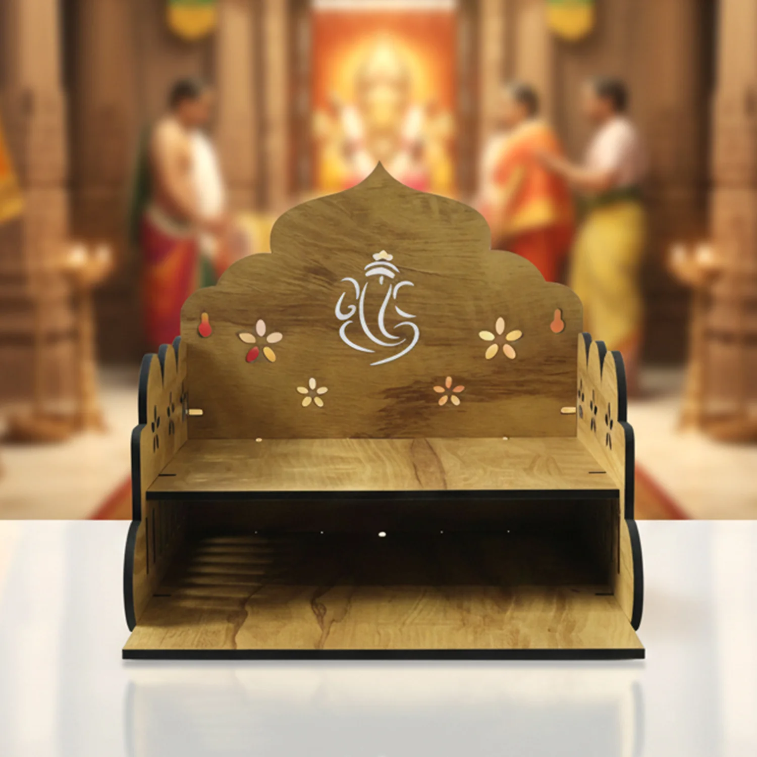 Wooden Temple Style Home Mandir stand for Pooja - Image 4