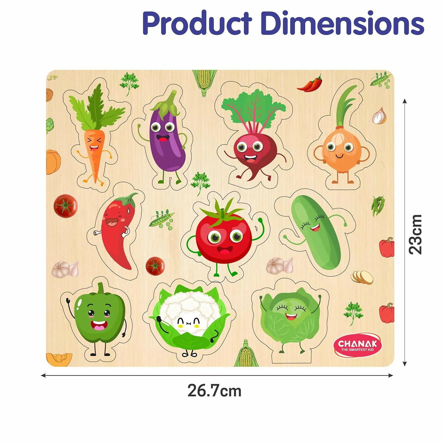 Wooden Vegetable Learning Puzzle Board for Kids – Colorful Puzzle with Cute Veggie Characters - Image 5