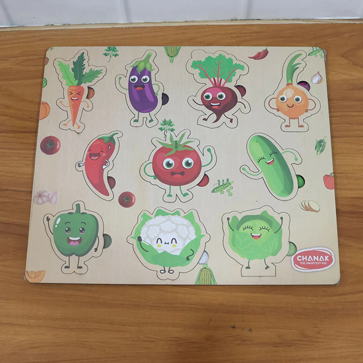 Wooden Vegetable Learning Puzzle Board for Kids – Colorful Puzzle with Cute Veggie Characters - Image 7