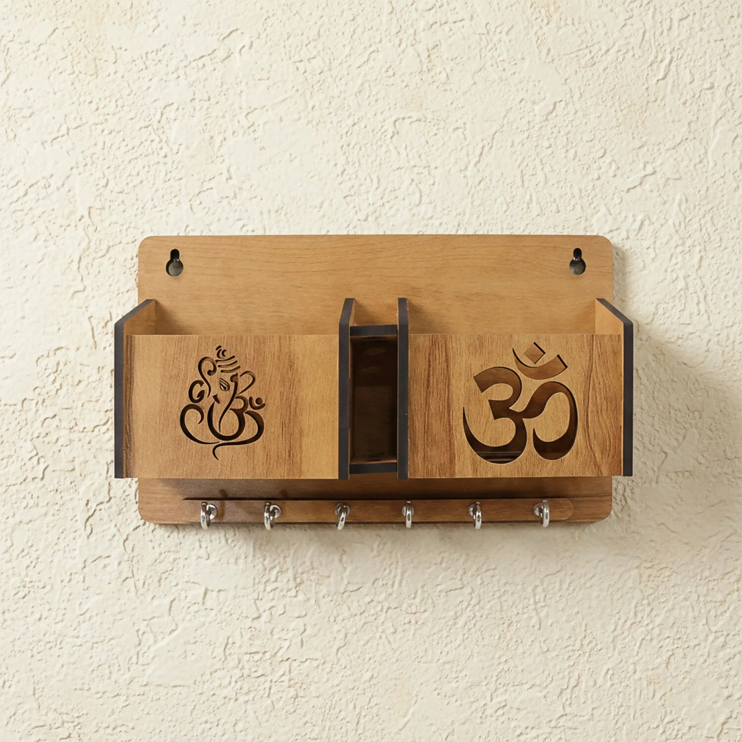 Wooden Wall Mounted Key Holder with Mobile Stand - Image 2