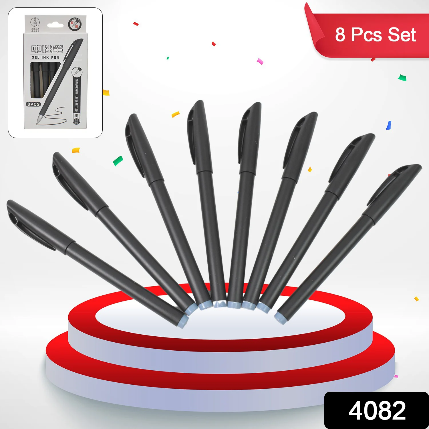 Writing Black Gel Pen for School Stationery Gift for Kids (8 Pcs set) - Image 2