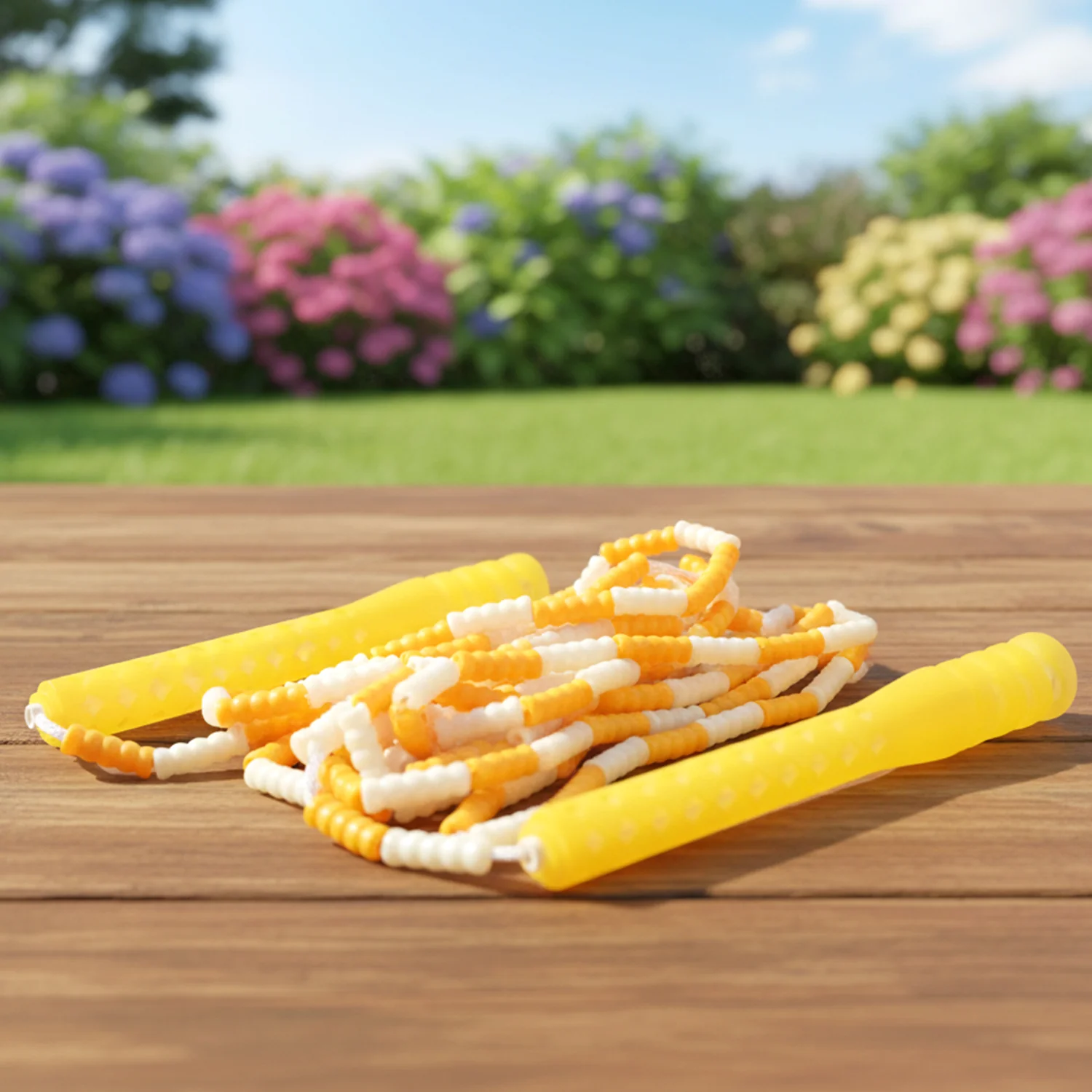 Yellow & White Beaded Skipping Jump Rope (1 Set) - Image 7