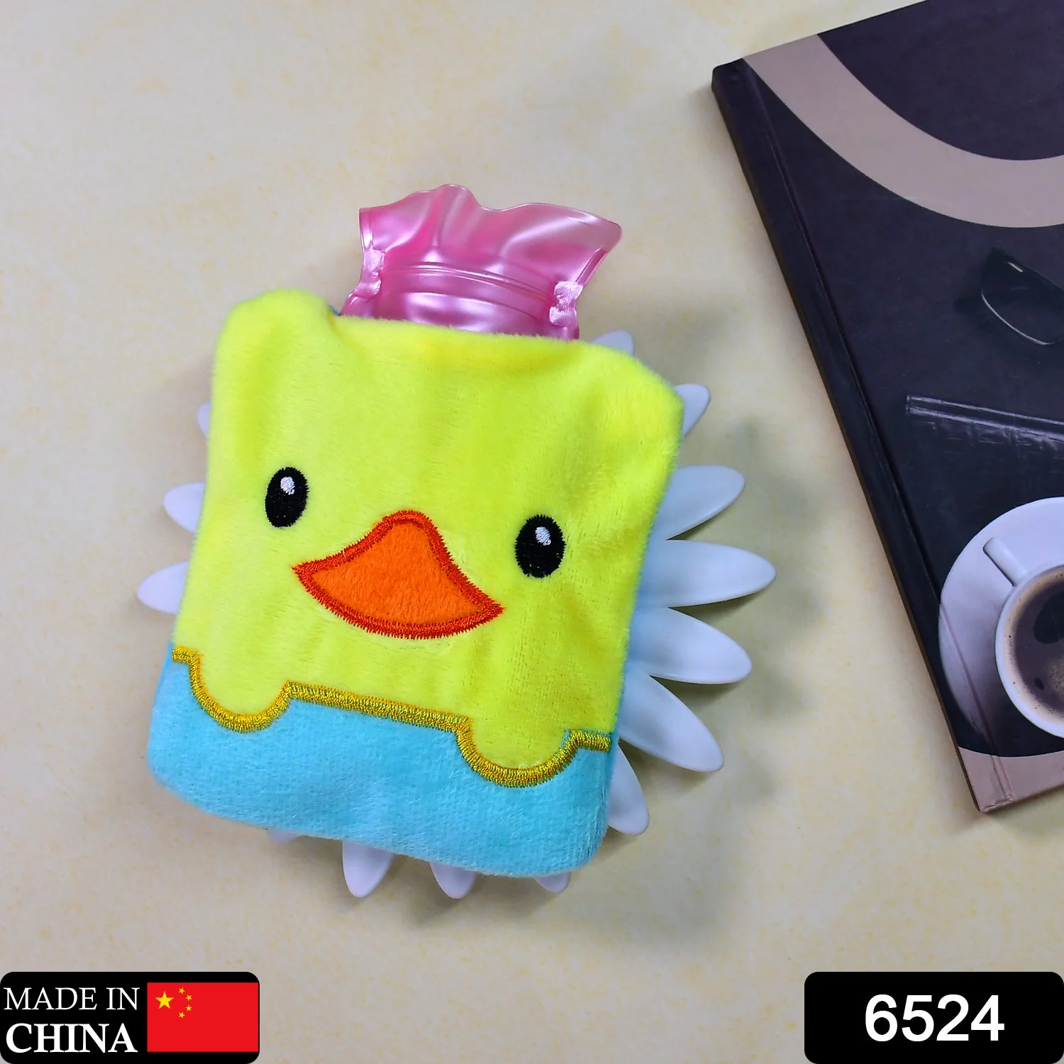 Yellow Duck design small Hot Water Bag with Cover for Pain Relief - Image 2
