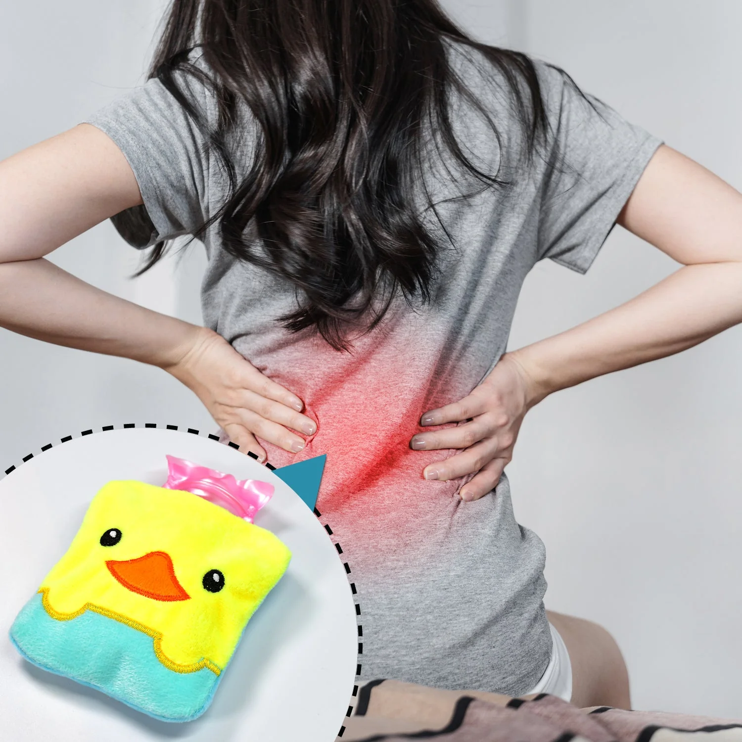 Yellow Duck design small Hot Water Bag with Cover for Pain Relief - Image 5