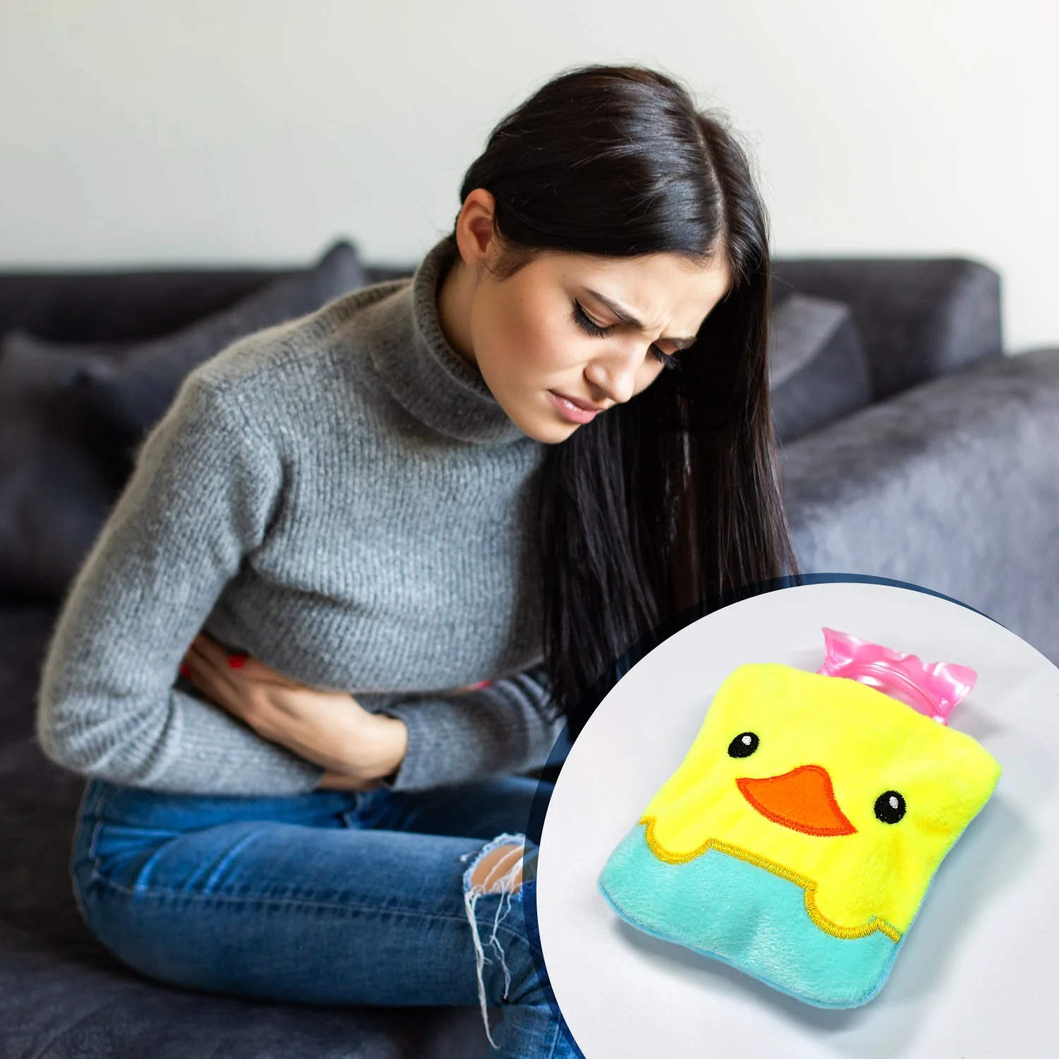 Yellow Duck design small Hot Water Bag with Cover for Pain Relief - Image 6