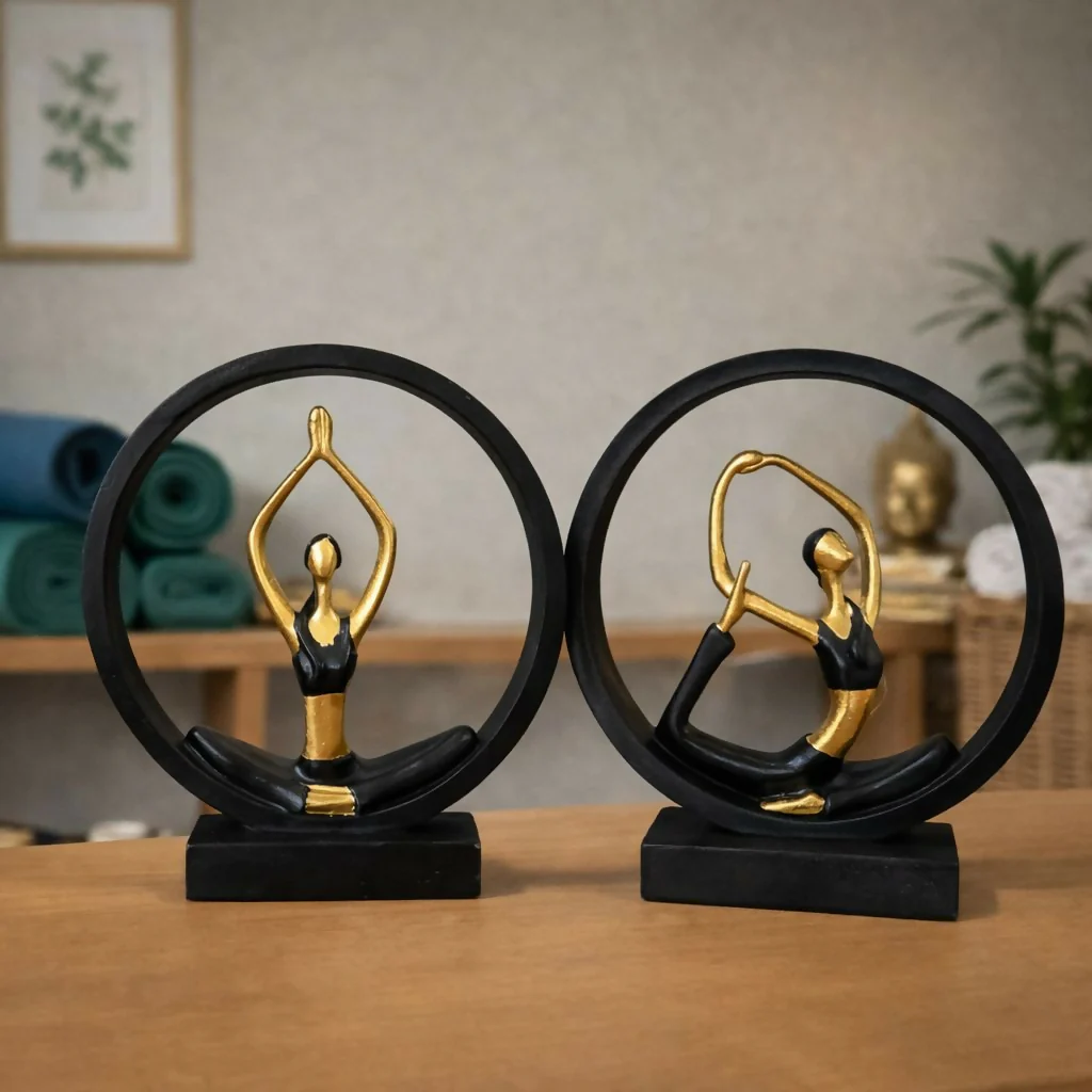 Yoga Meditation Figurine Showpiece Black Gold Table Decor Statue(Design may vary) - Image 4