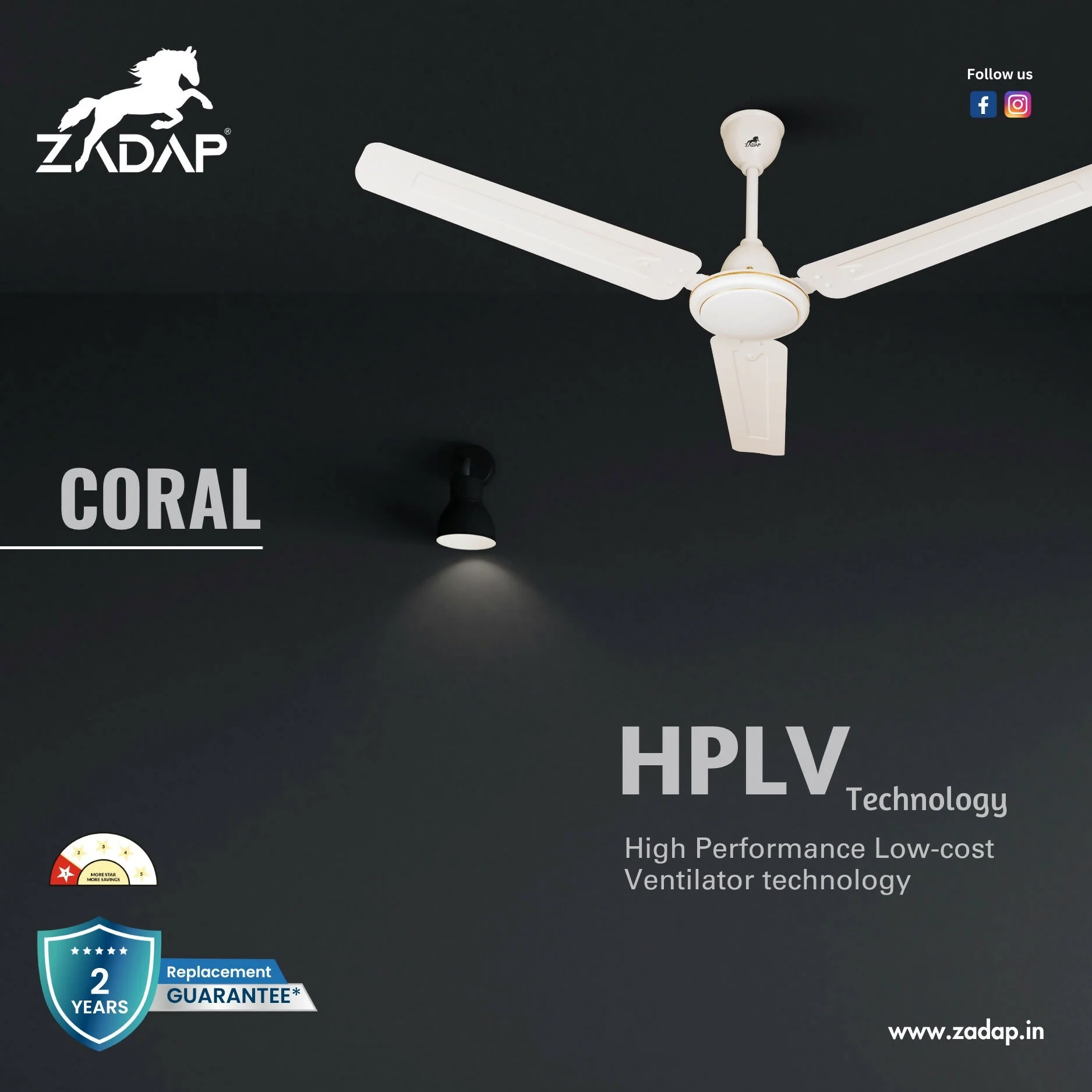 Zadap 1200mm 52W High Speed Ceiling Fan(Ivory) - Image 7