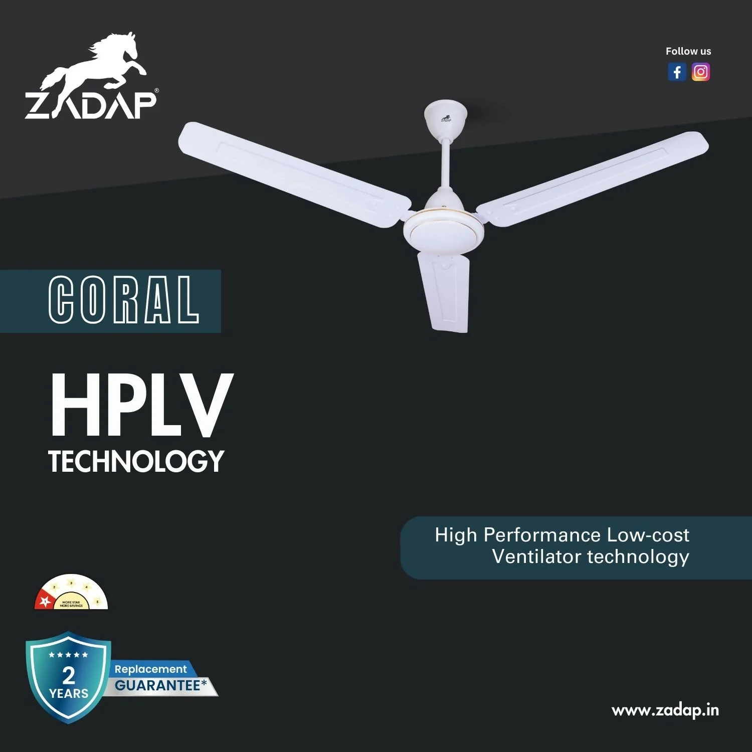 Zadap 1200mm 52W High Speed Ceiling Fan(White) - Image 7