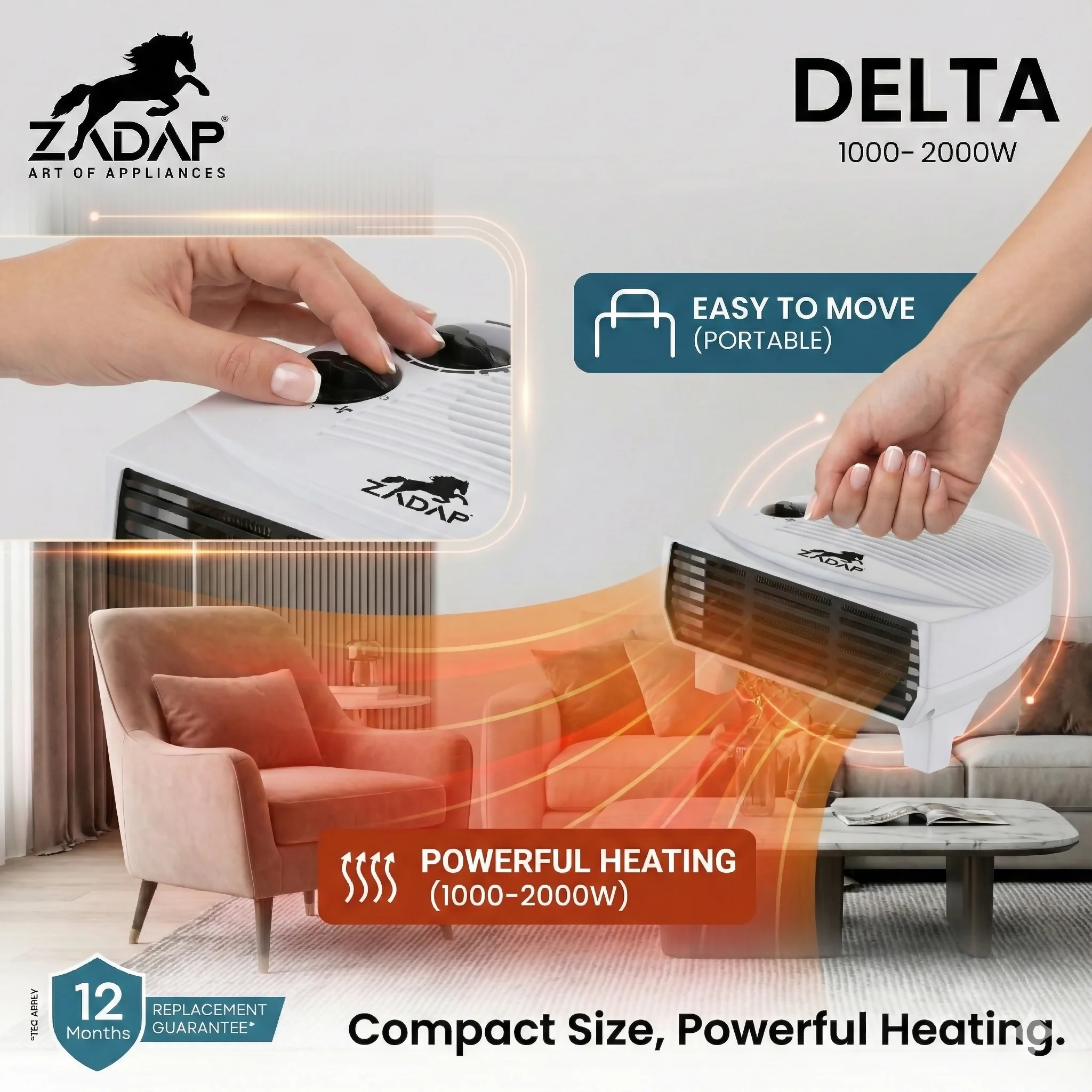 Zadap 2000W Room Heater Tip Over Safety - Image 5