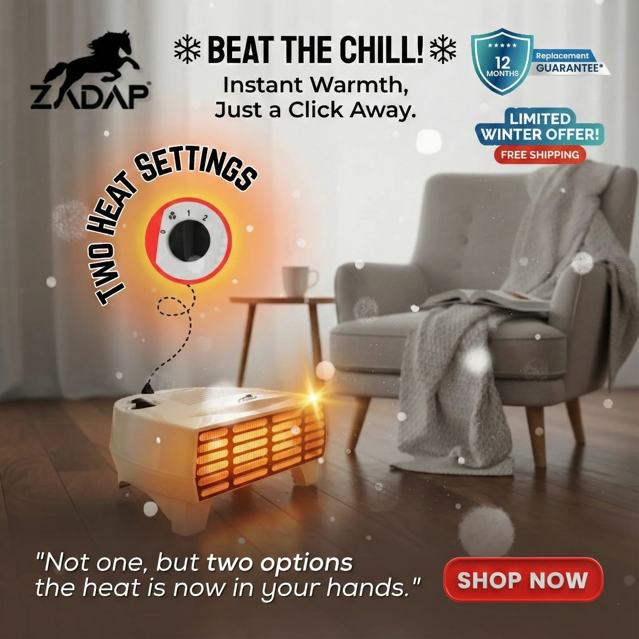 Zadap 2000W Room Heater Tip Over Safety - Image 6