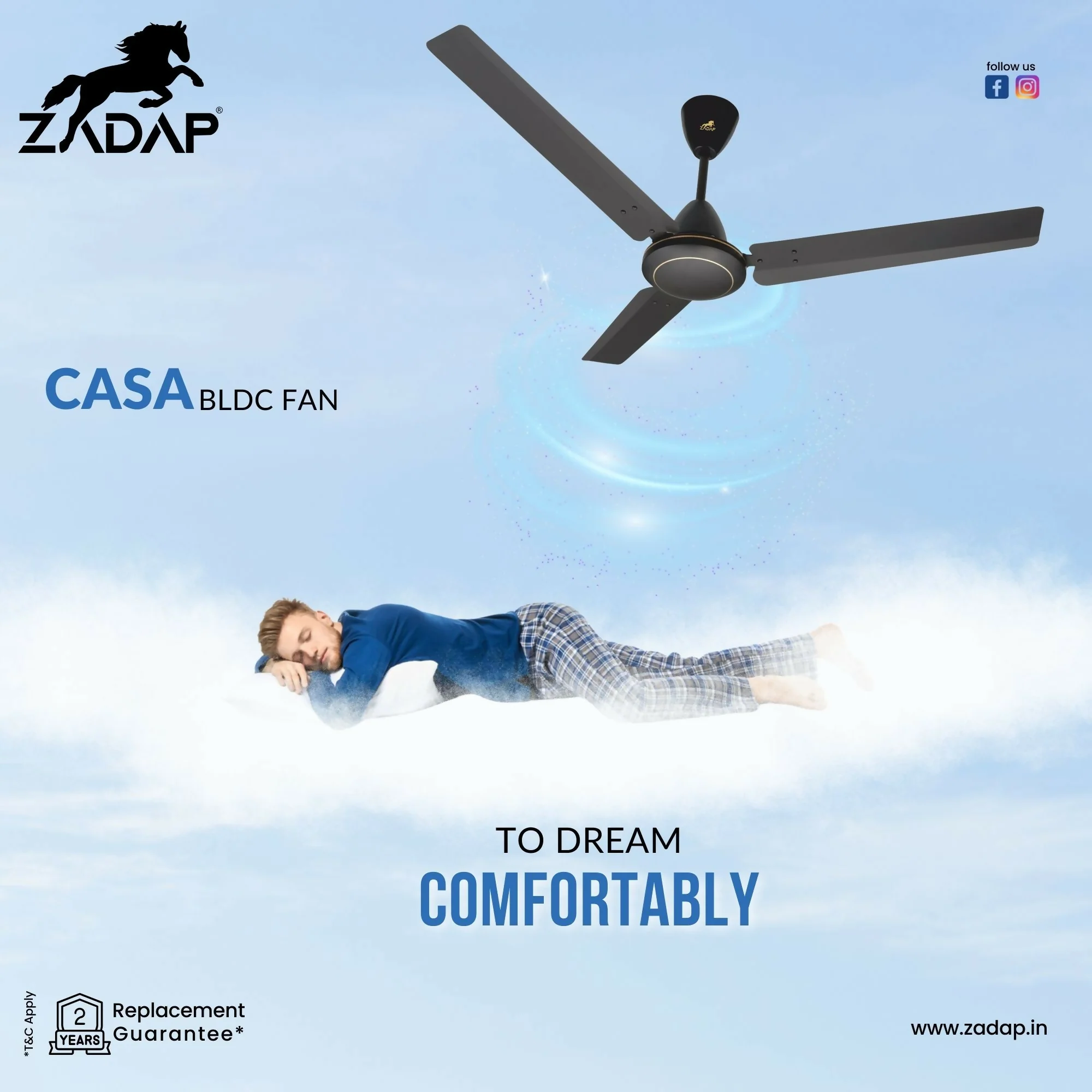 Zadap Casa 1200mm 5-Star BLDC High Speed Fan (Smoke Brown) - Image 2
