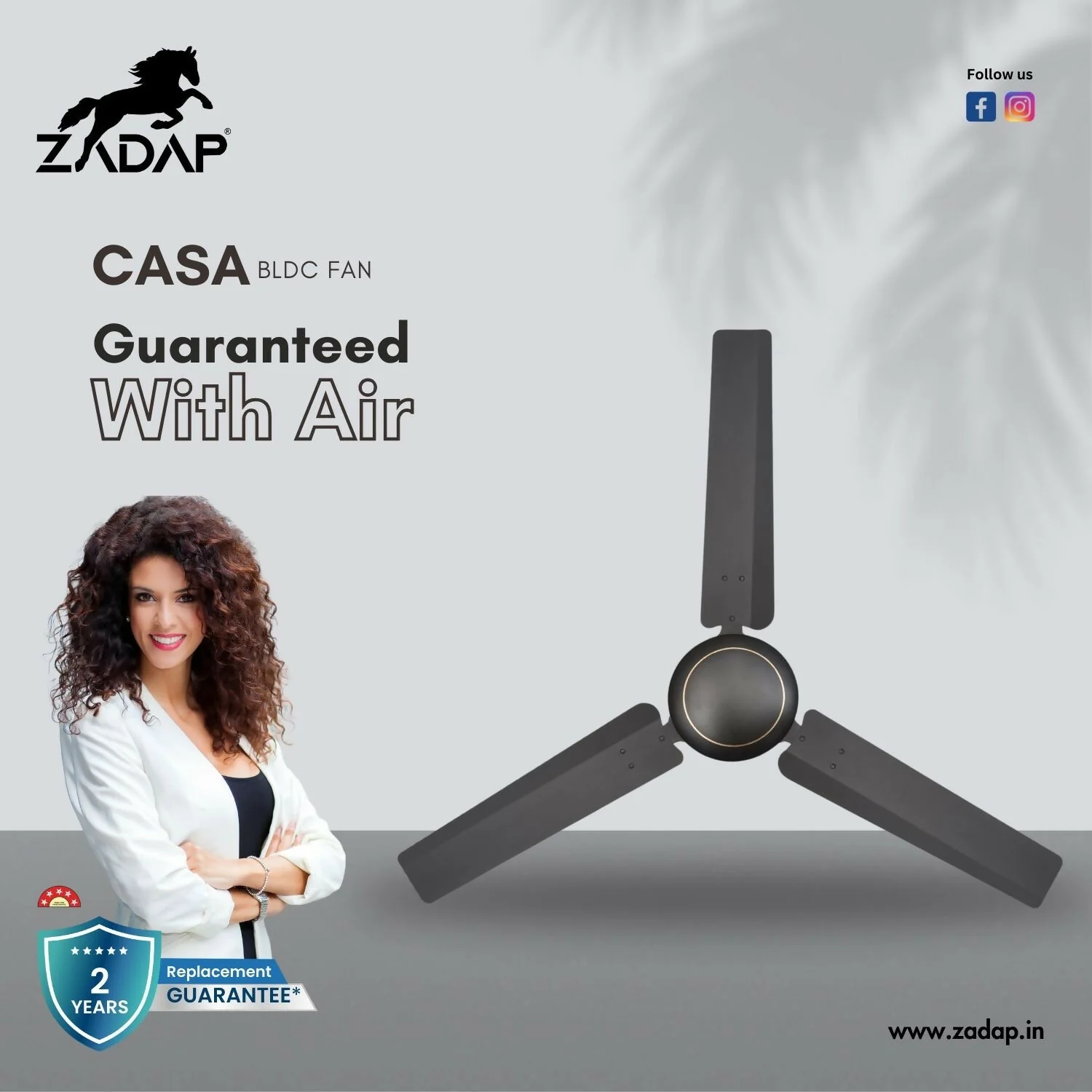 Zadap Casa 1200mm 5-Star BLDC High Speed Fan (Smoke Brown) - Image 3
