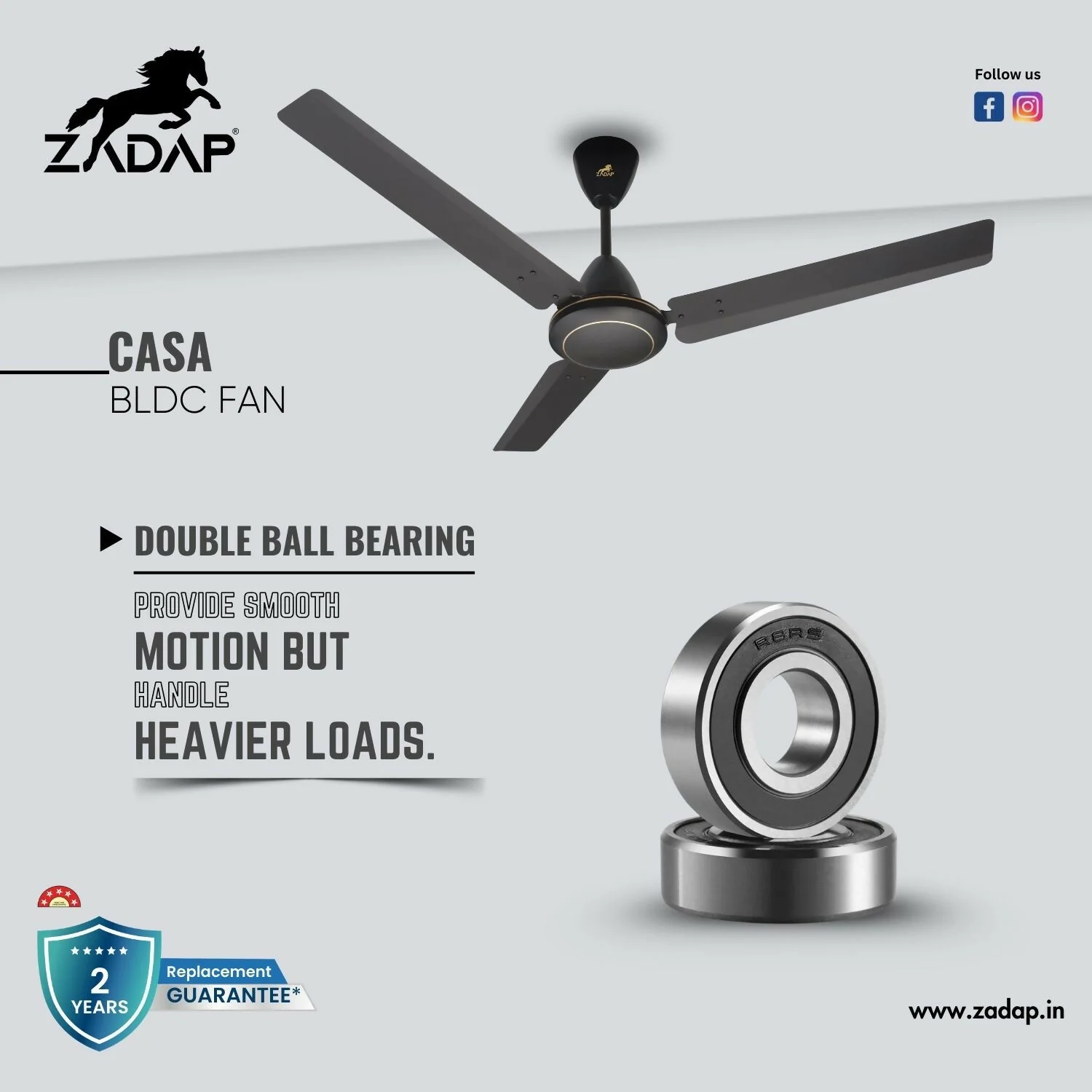 Zadap Casa 1200mm 5-Star BLDC High Speed Fan (Smoke Brown) - Image 6