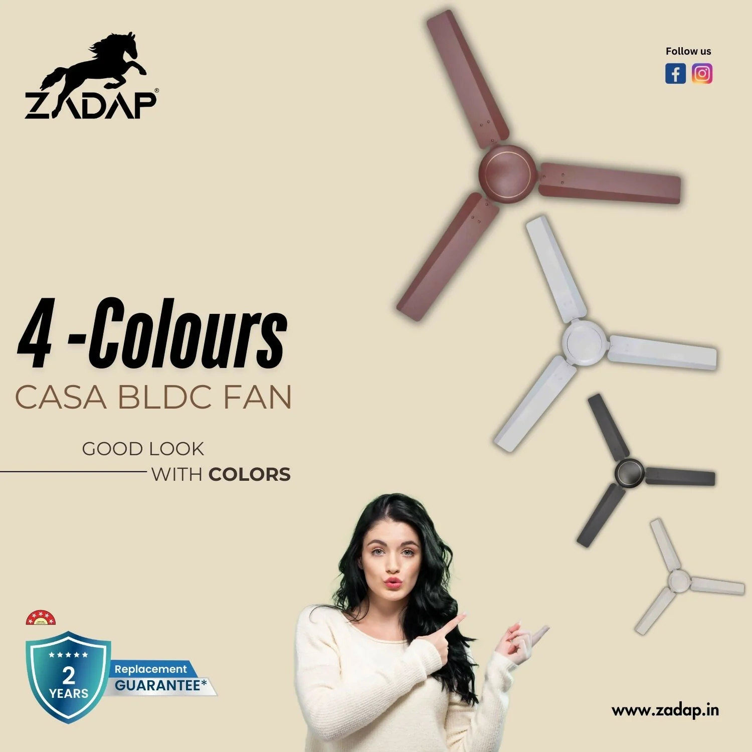 Zadap Casa 1200mm 5-Star BLDC High Speed Fan (Matt Brown) - Image 4