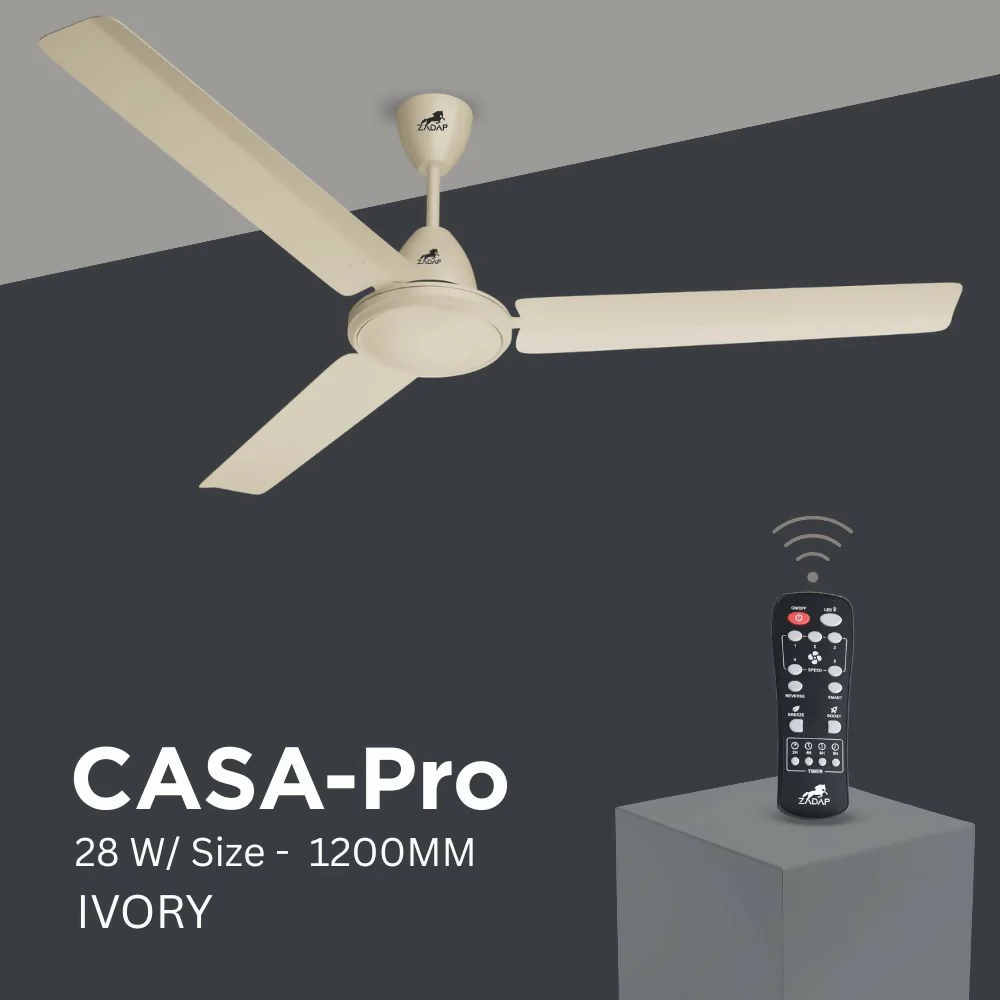 ZADAP CASA-Pro 1200mm BLDC Ceiling Fan with Remote | 28W Energy Saving | High Speed 390 RPM (Ivory) - Image 2