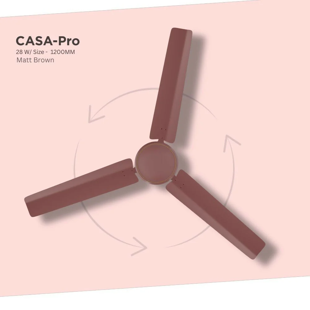 ZADAP CASA-Pro 1200mm BLDC Ceiling Fan with Remote | 28W Energy Saving | High Speed 390 RPM (Matt Brown) - Image 5