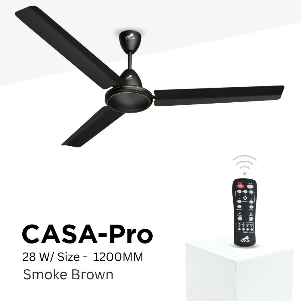 ZADAP CASA-Pro 1200mm BLDC Ceiling Fan with Remote | 28W Energy Saving | High Speed 390 RPM (Smoke Brown) - Image 3