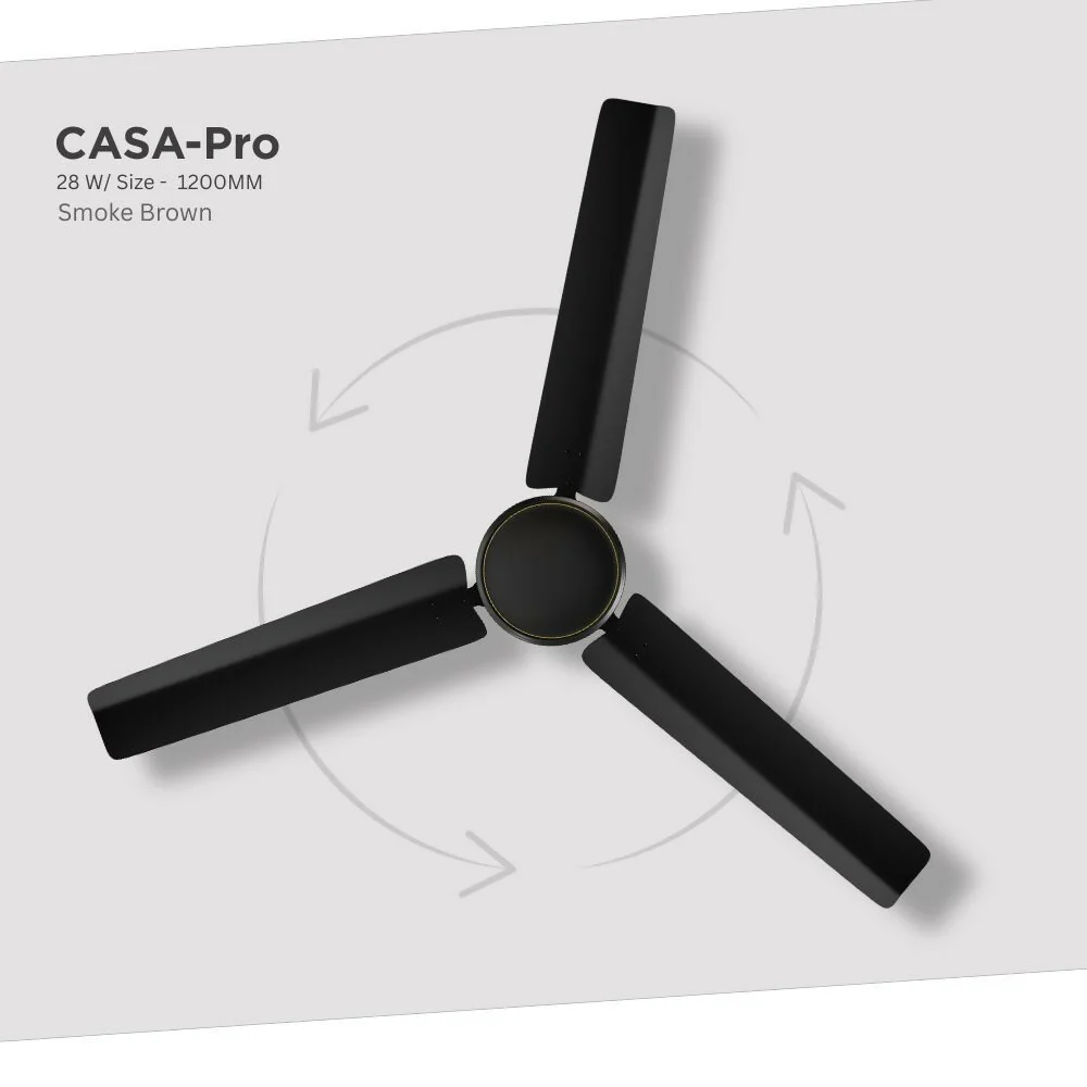 ZADAP CASA-Pro 1200mm BLDC Ceiling Fan with Remote | 28W Energy Saving | High Speed 390 RPM (Smoke Brown) - Image 5