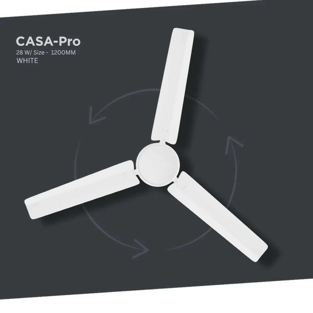ZADAP CASA-Pro 1200mm BLDC Ceiling Fan with Remote | 28W Energy Saving | High Speed 390 RPM (White) - Image 4