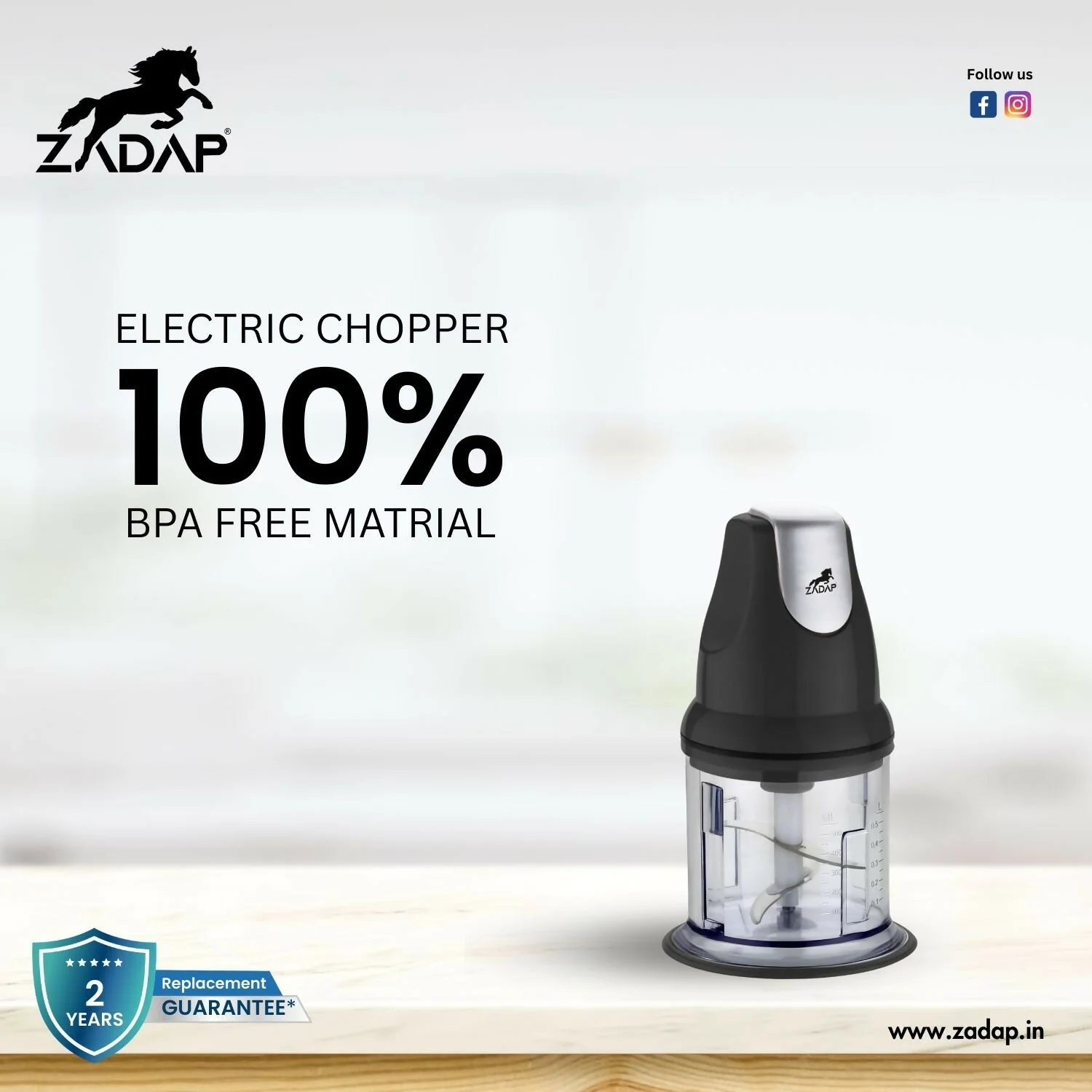 ZADAP Electric Chopper 250W | 850ML Food Processor & Vegetable Chopper with Stainless Steel Blades - Image 4