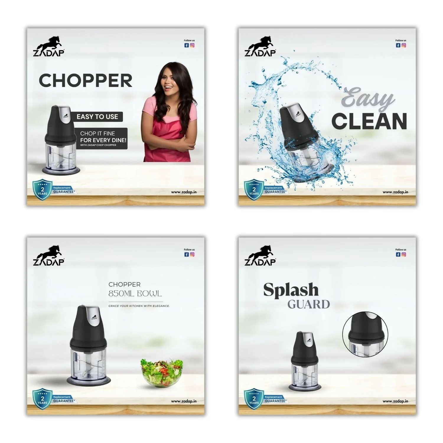 ZADAP Electric Chopper 250W | 850ML Food Processor & Vegetable Chopper with Stainless Steel Blades - Image 6