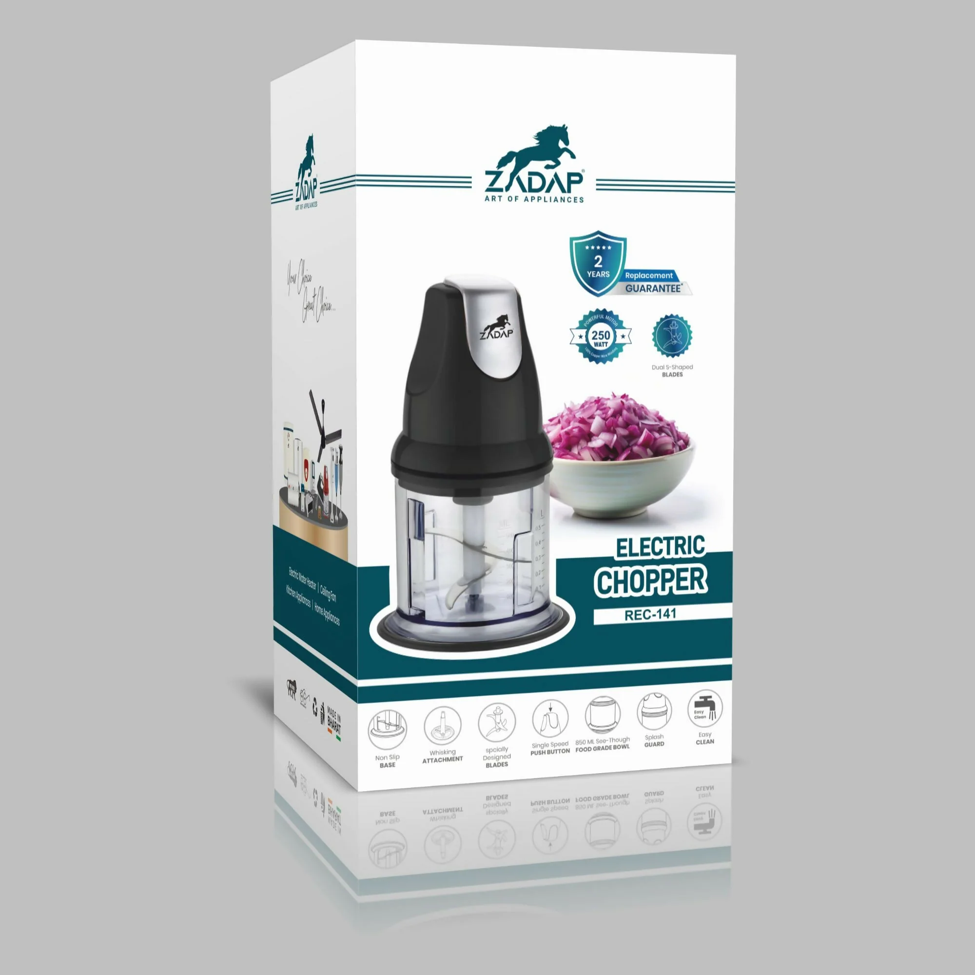 ZADAP Electric Chopper 250W | 850ML Food Processor & Vegetable Chopper with Stainless Steel Blades - Image 8