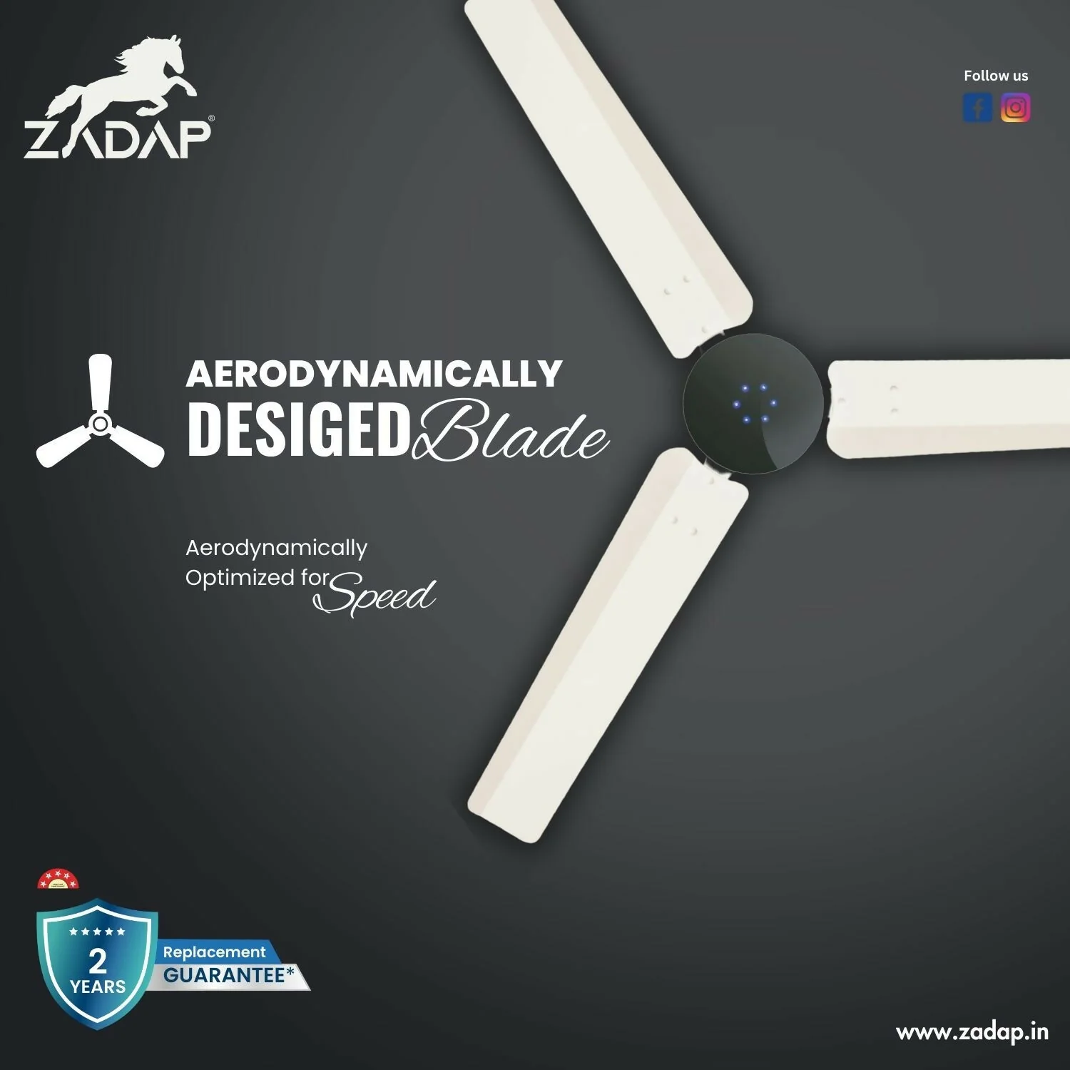 Zadap STROM 1200mm High Speed BLDC Ceiling Fan with Remote (Ivory) - Image 5