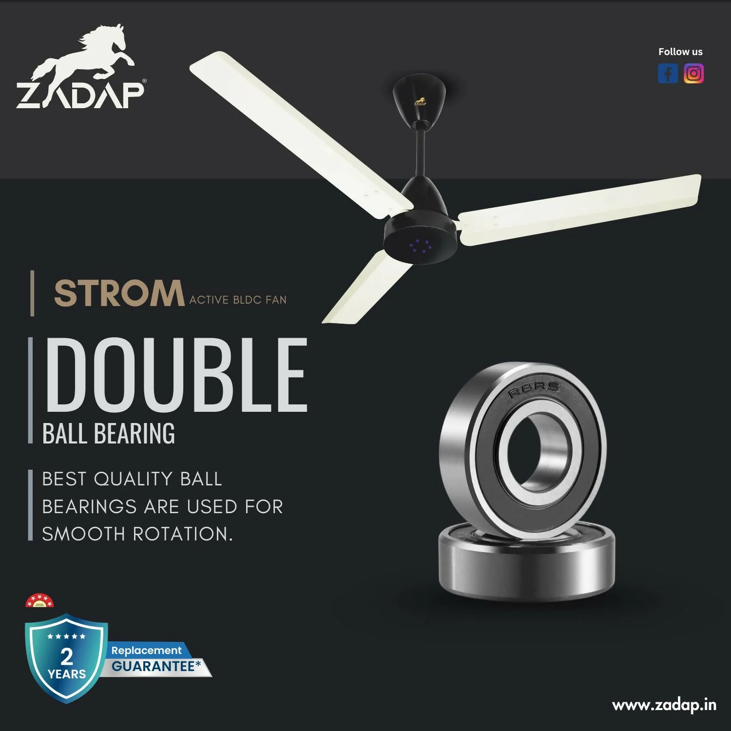 Zadap STROM 900mm High Speed BLDC Ceiling Fan with Remote (Ivory) - Image 7