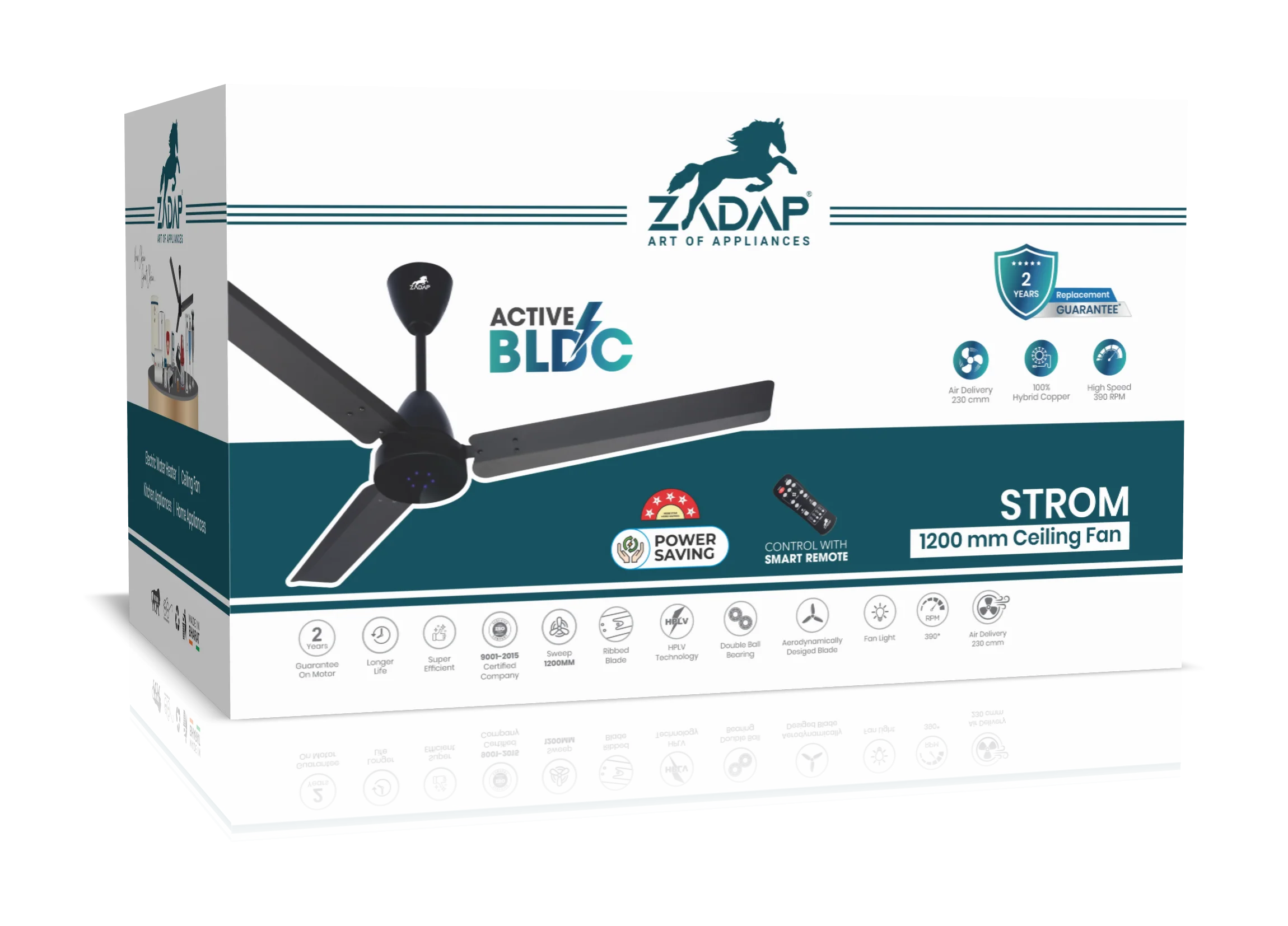 Zadap STROM 1200mm High Speed BLDC Ceiling Fan with Remote(Light Wooden) - Image 10