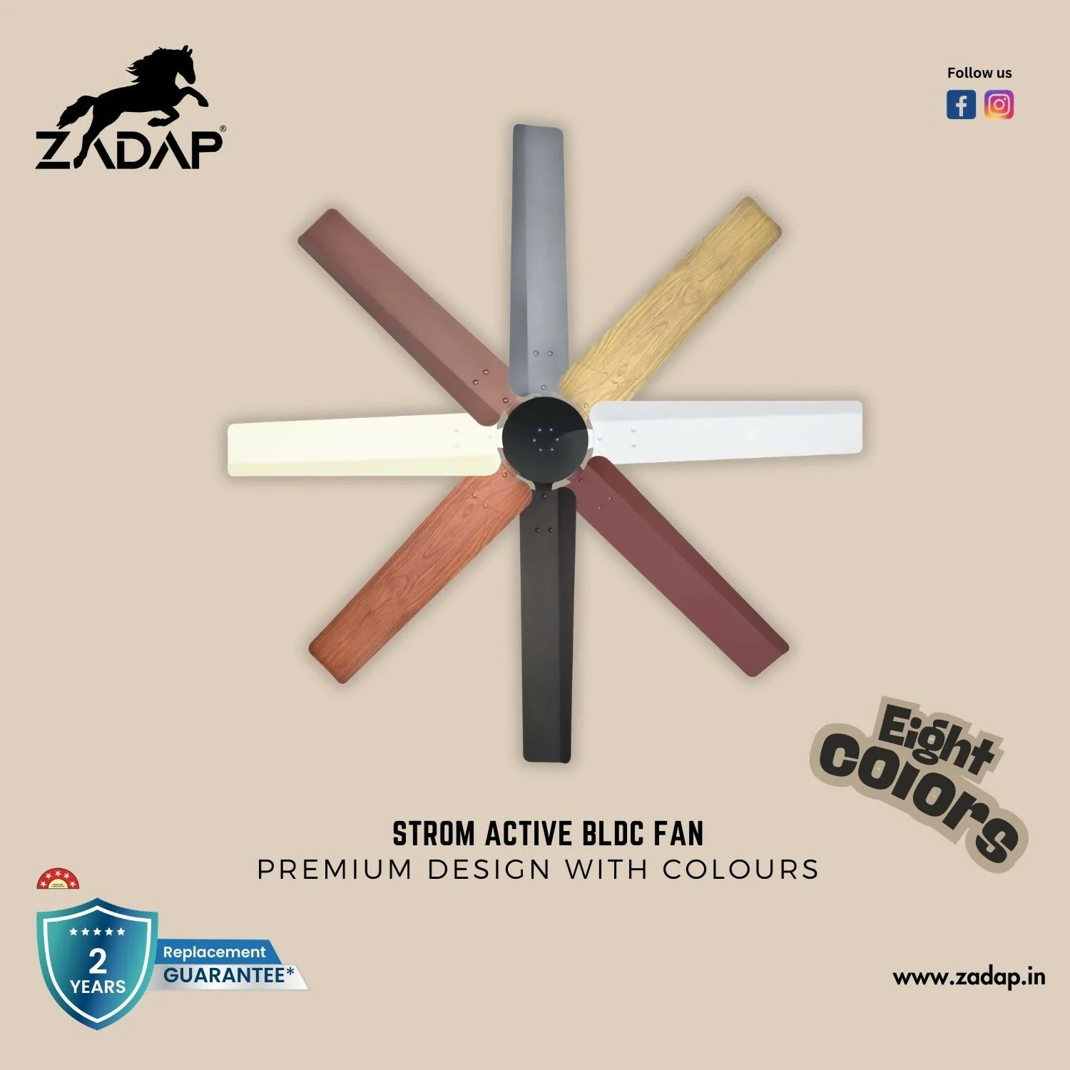 Zadap STROM 900mm High Speed BLDC Ceiling Fan with Remote(Light Wooden) - Image 4