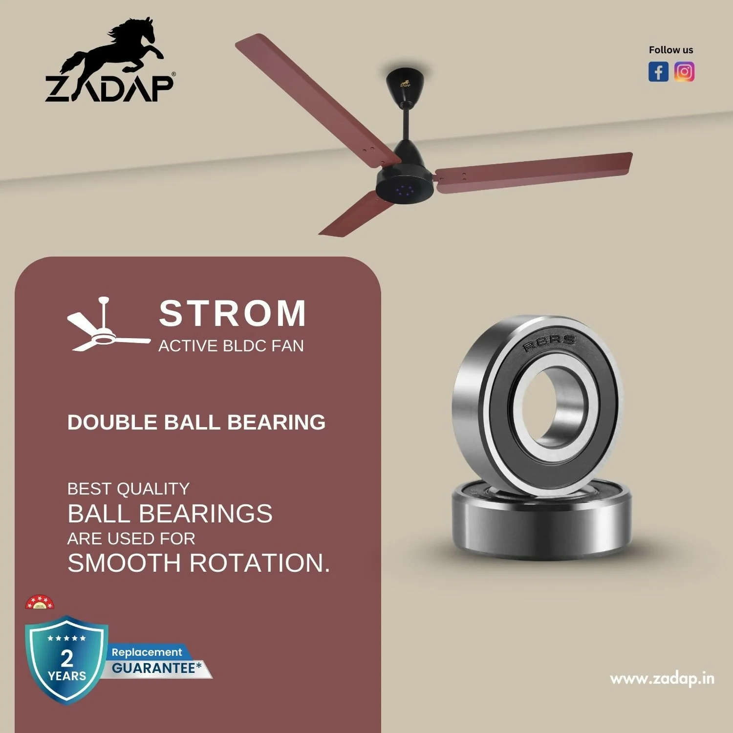 Zadap STROM 900mm High Speed BLDC Ceiling Fan with Remote(Matt Brown) - Image 7