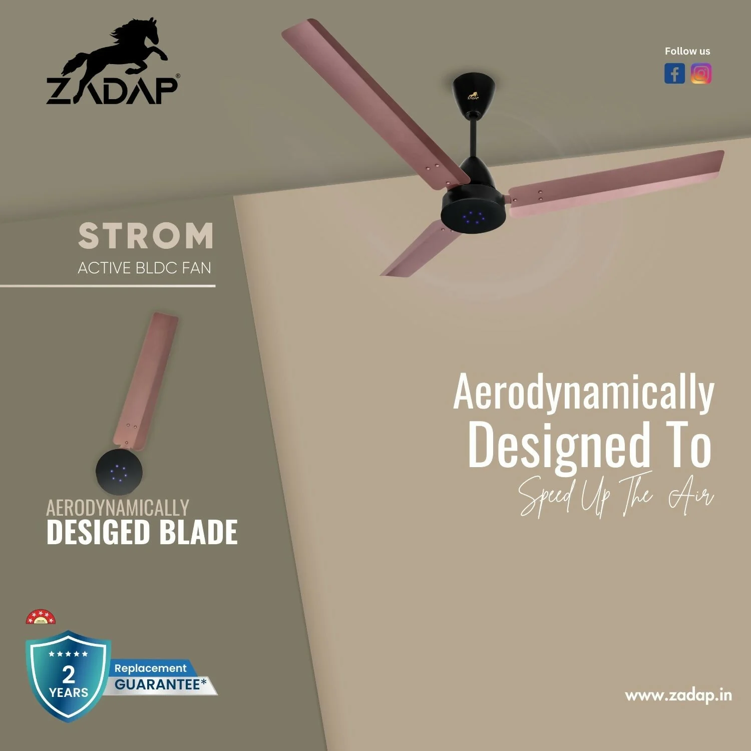 Zadap STROM 1200mm High Speed BLDC Ceiling Fan with Remote(Red Copper) - Image 5