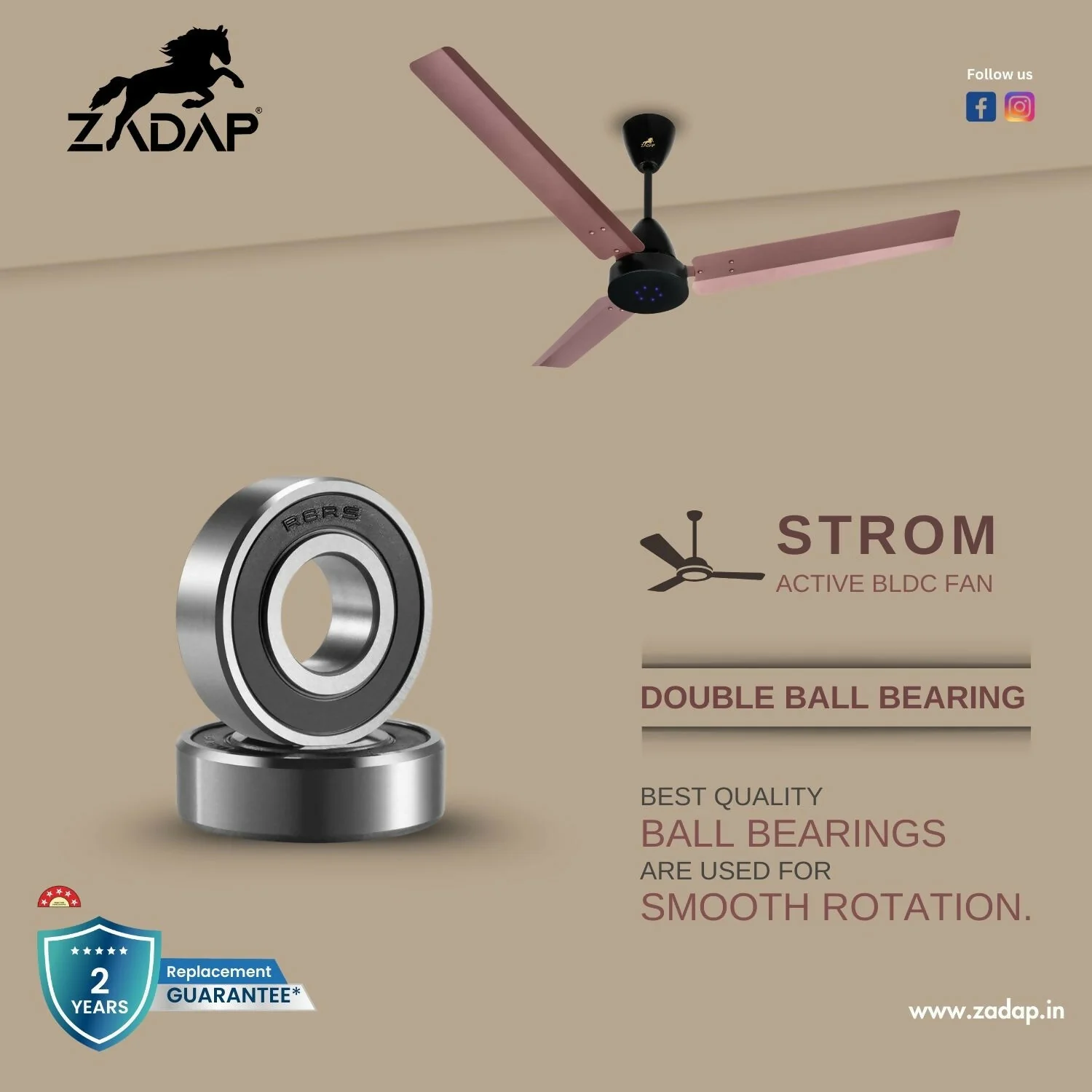 Zadap STROM 900mm High Speed BLDC Ceiling Fan with Remote(Red Copper) - Image 6