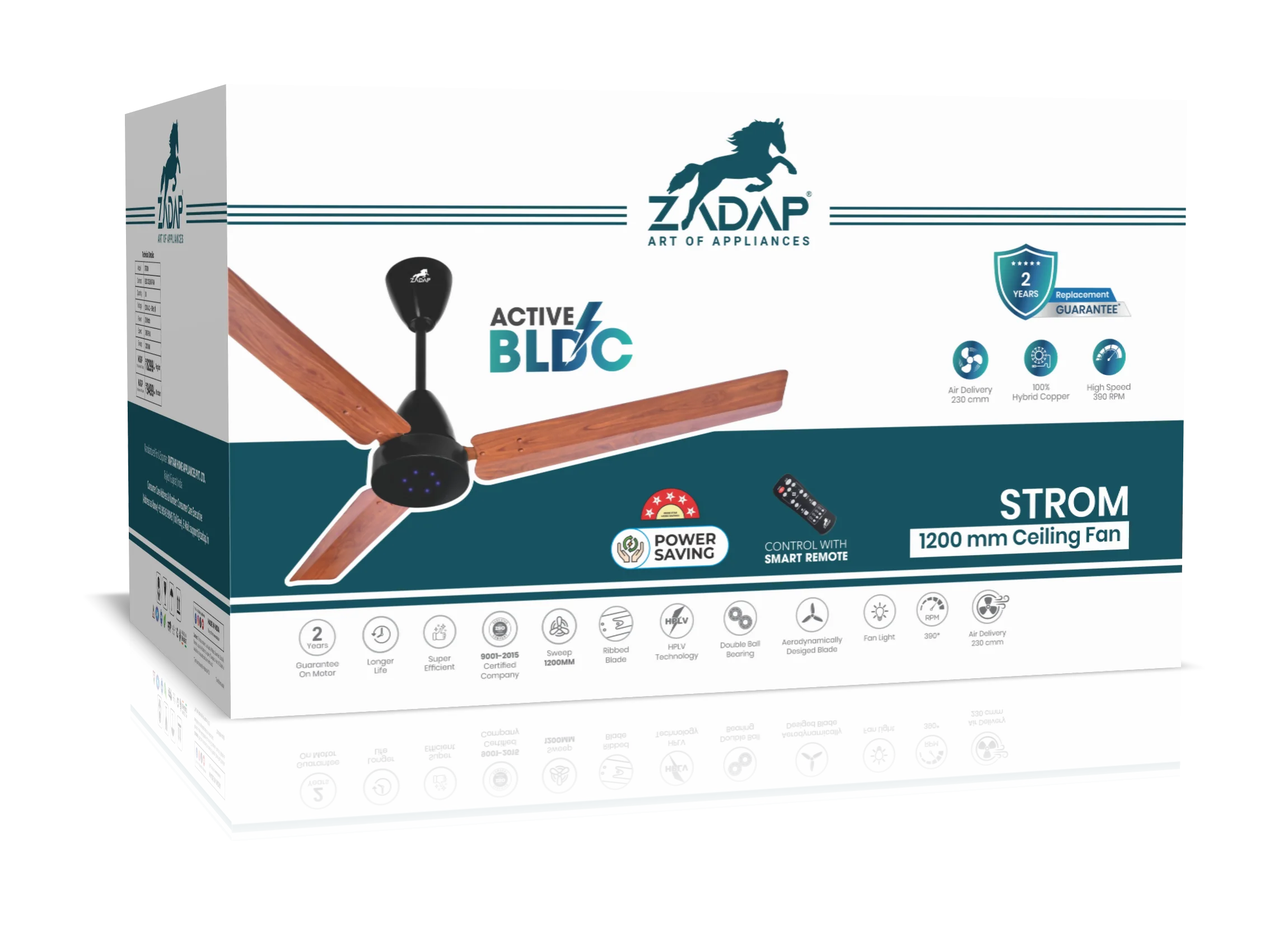 Zadap STROM 900mm High Speed BLDC Ceiling Fan with Remote(Smoke Brown) - Image 9