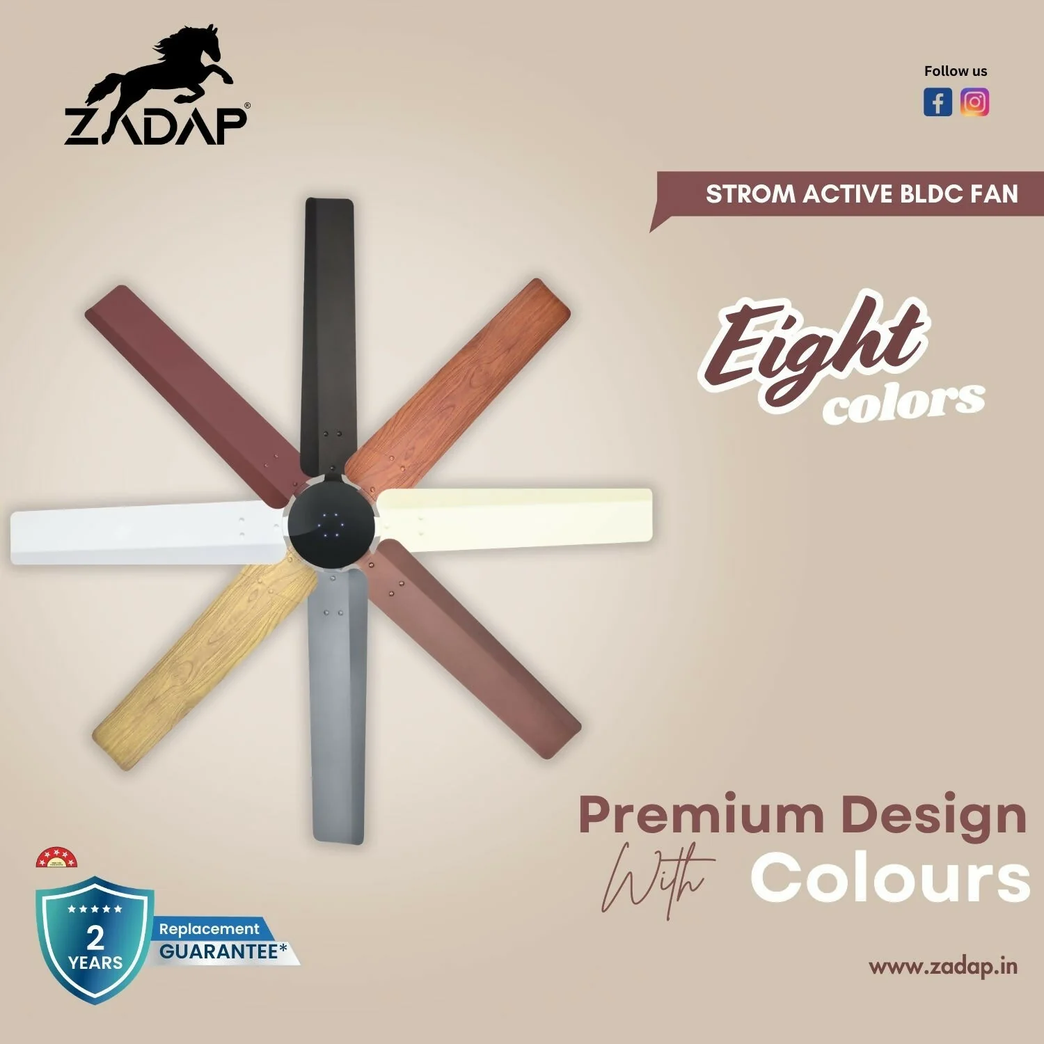 Zadap STROM 1200mm High Speed BLDC Ceiling Fan with Remote(Wooden) - Image 4