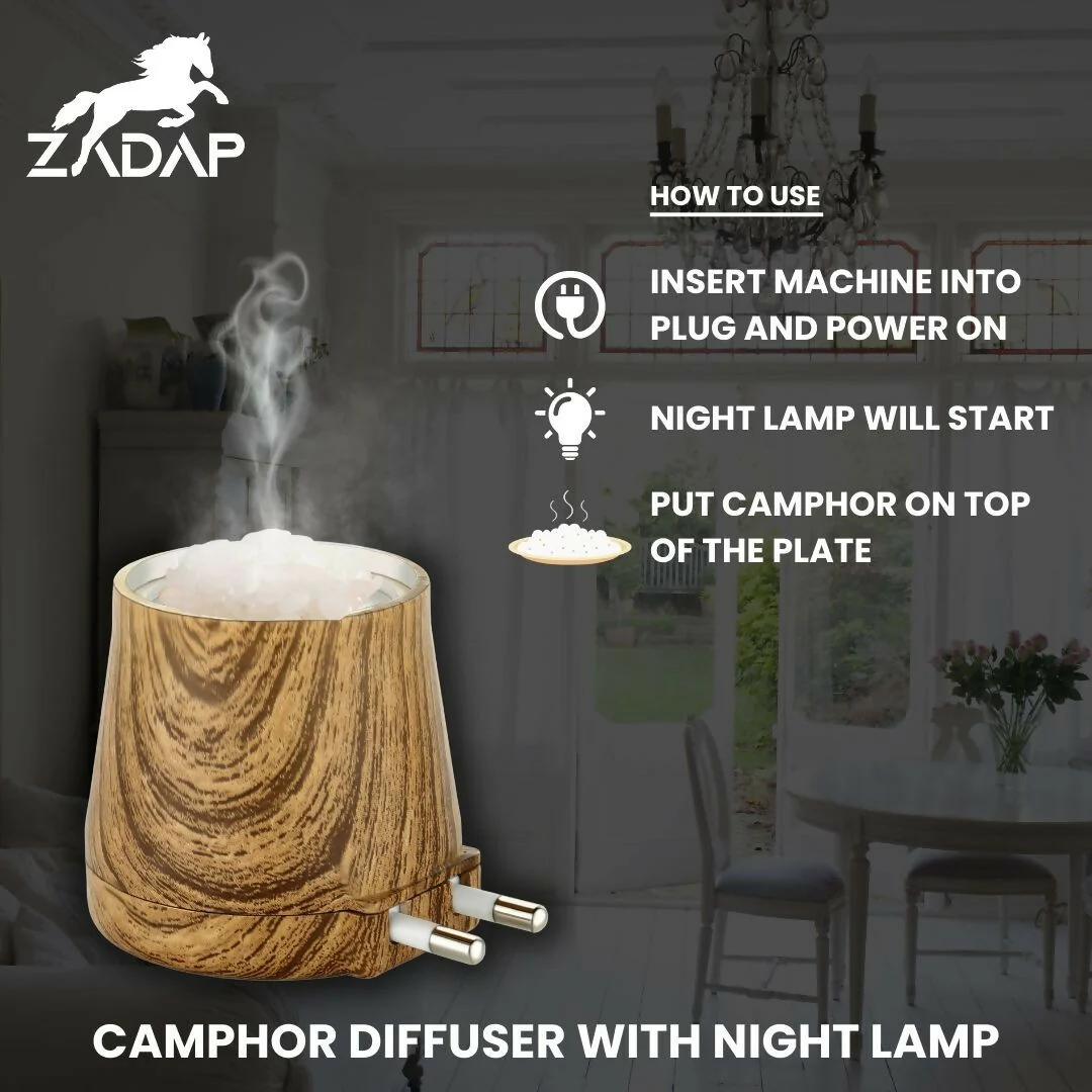 Zadap Wooden Kapoor Dani, Aroma Diffuser, Camphor Burner & Night Lamp - Image 11