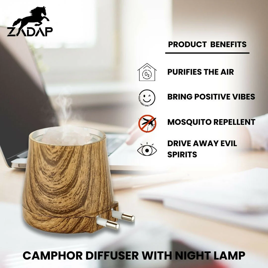 Zadap Wooden Kapoor Dani, Aroma Diffuser, Camphor Burner & Night Lamp - Image 12